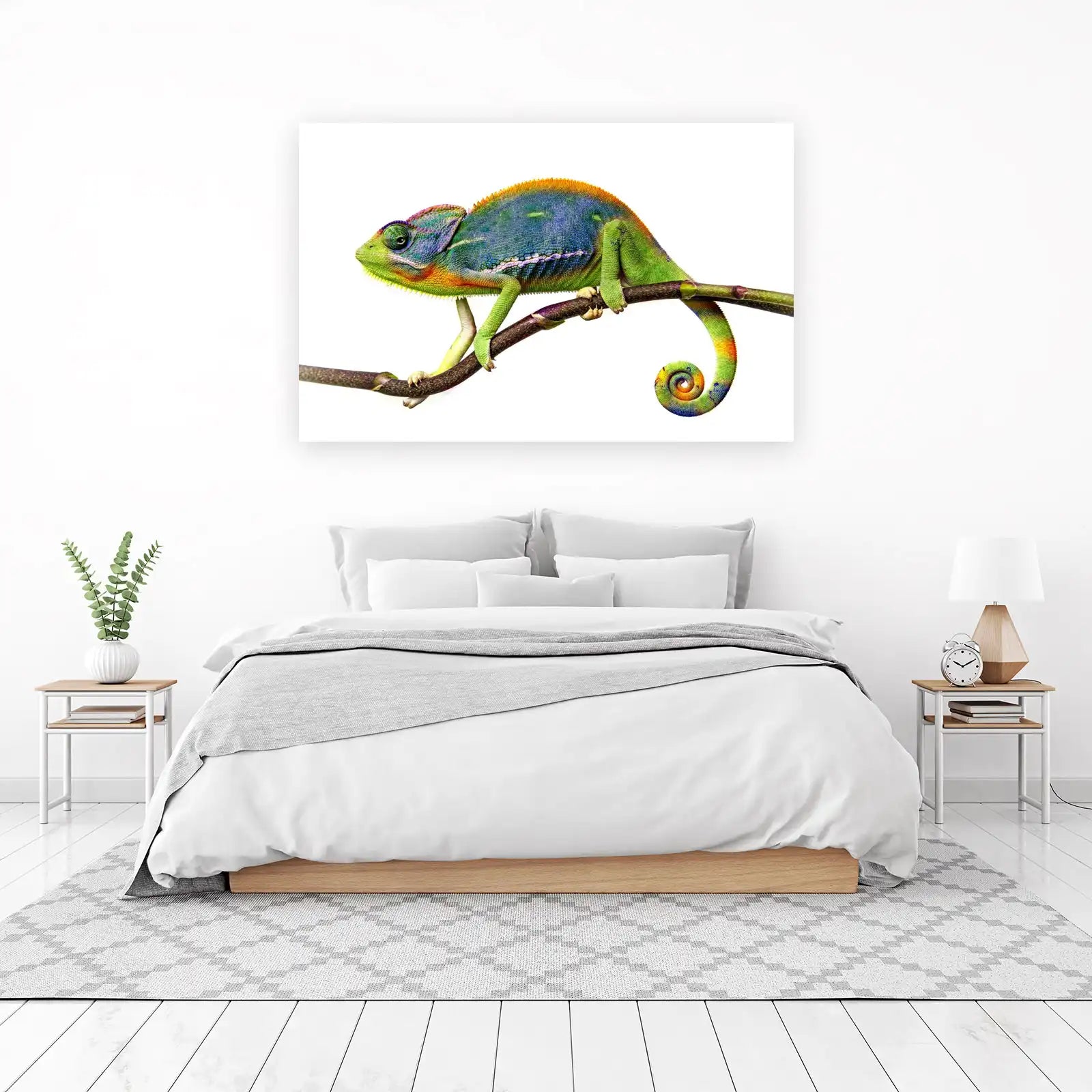 Vibrant Chameleon on Branch Wall Art
