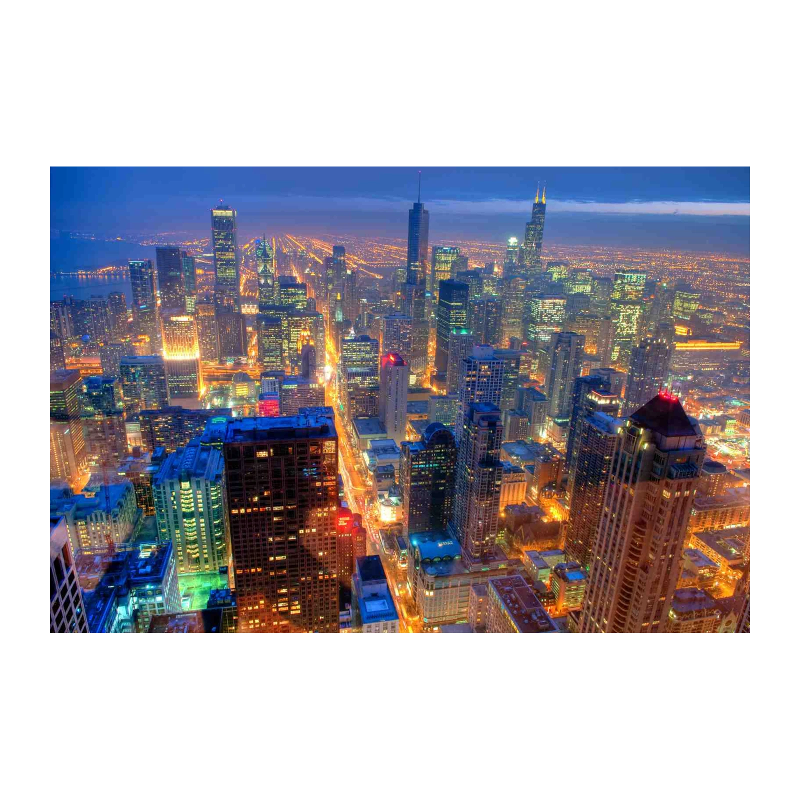 Chicago Skyline at Night Wall Art