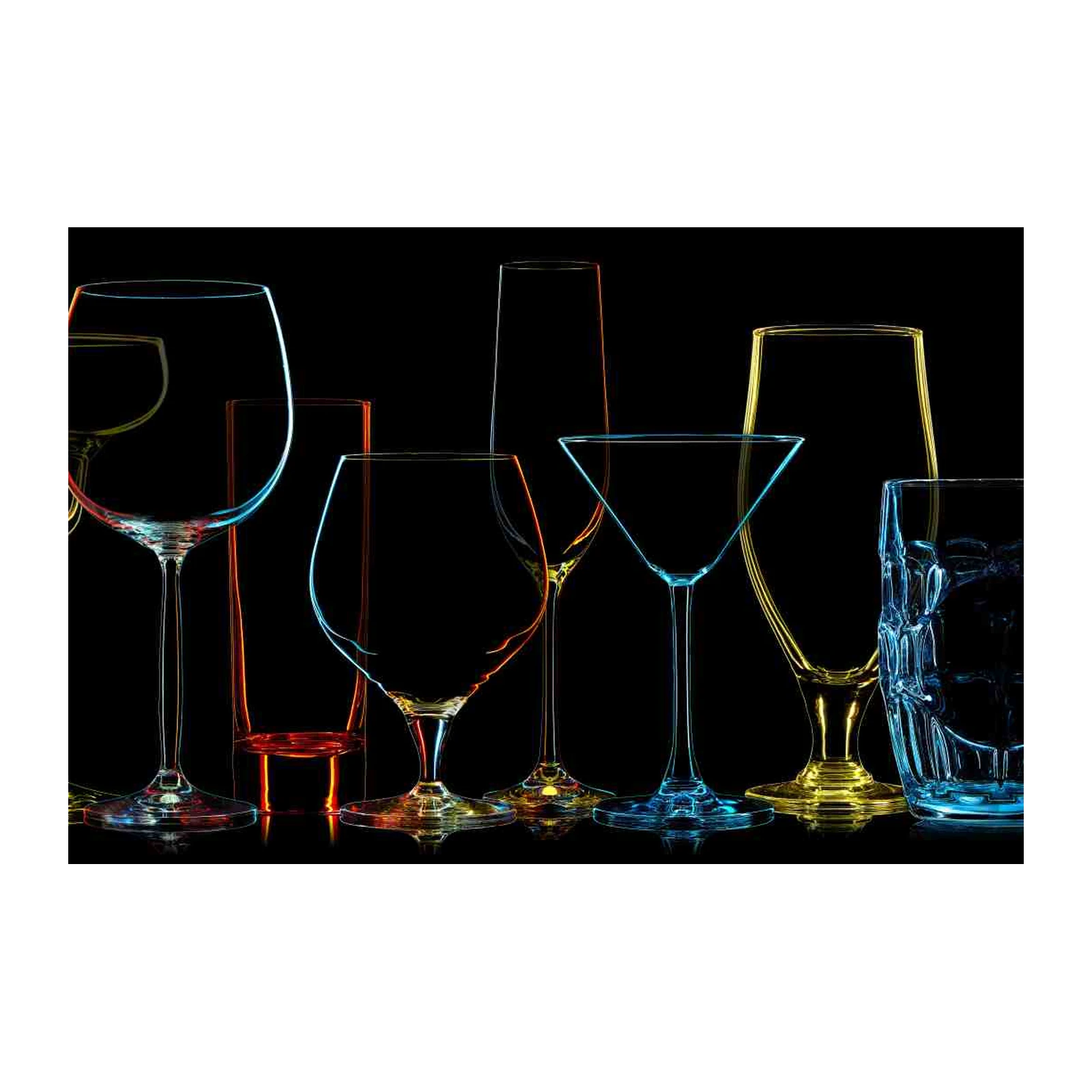 Vibrant Cocktail Glasses Abstract Wall Art