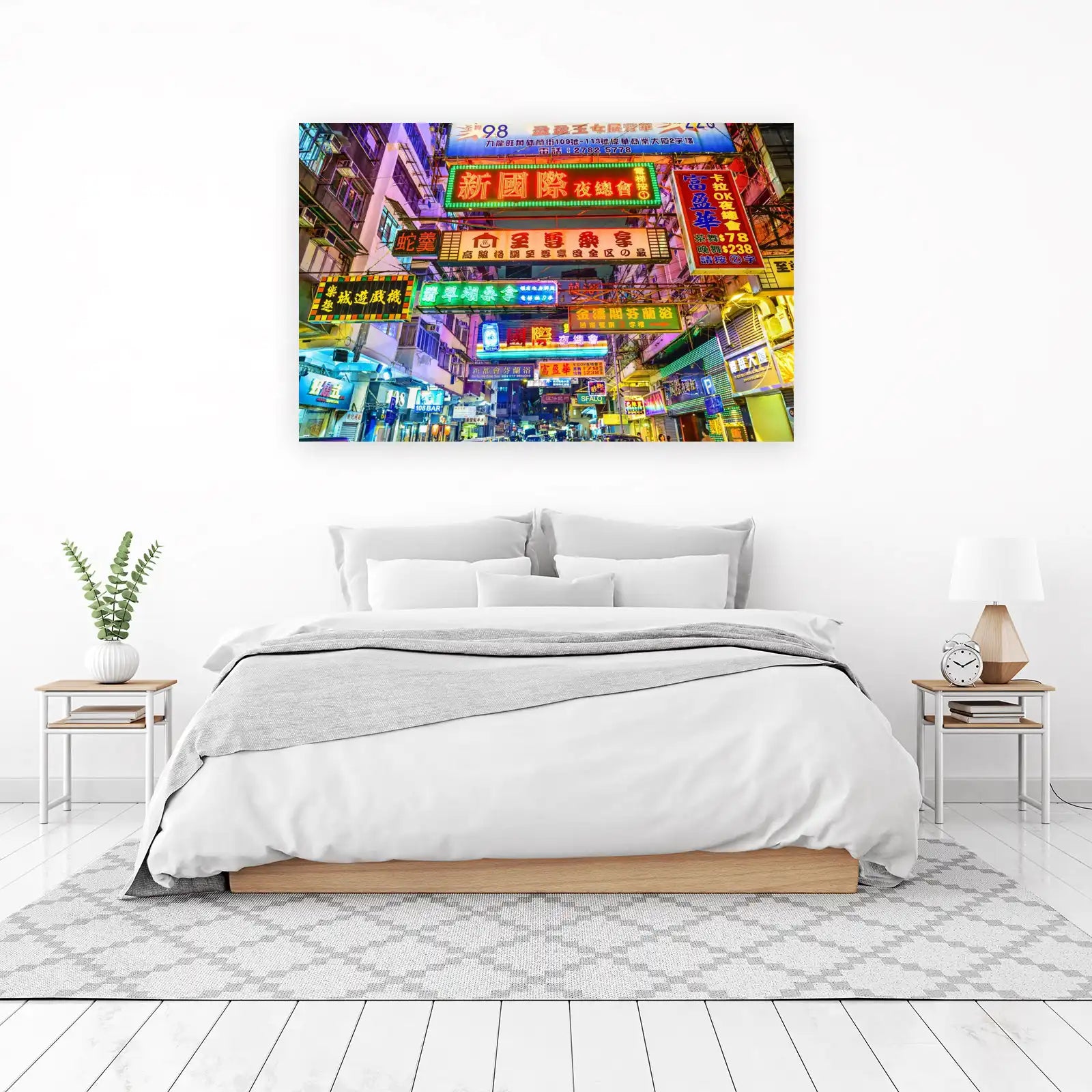 Vibrant Hong Kong Neon Street Scene Wall Art