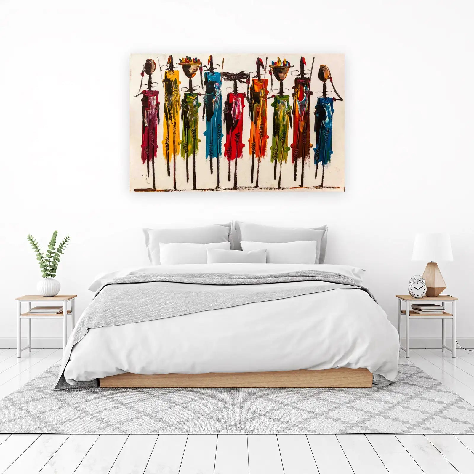 Vibrant African Tribe Figures Wall Art
