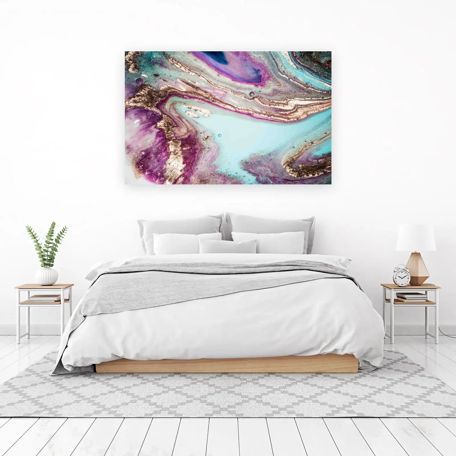 Abstract Fluid Art Gold & Purple Wall Art