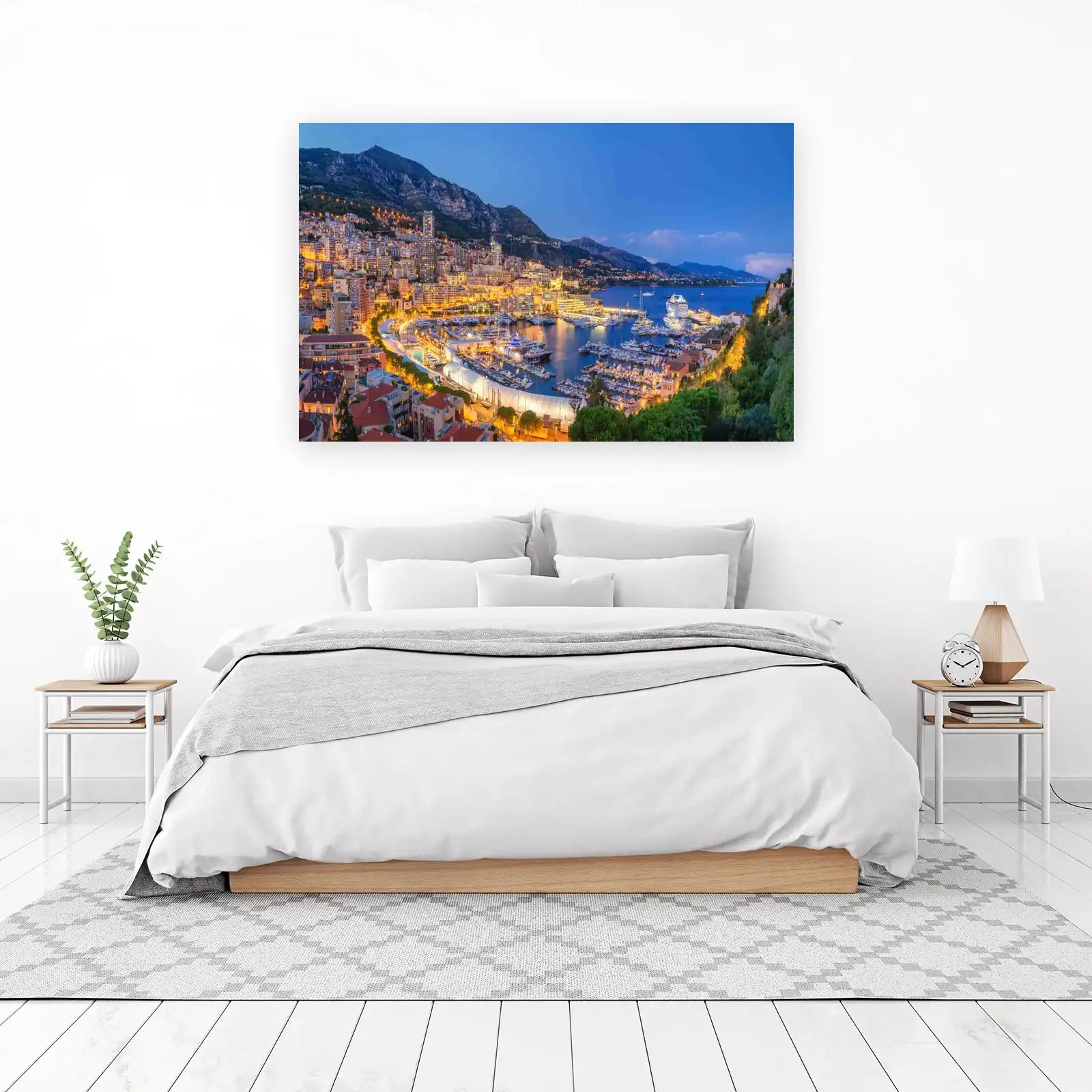 Monaco Harbor Luxury Yacht Scene Wall Art