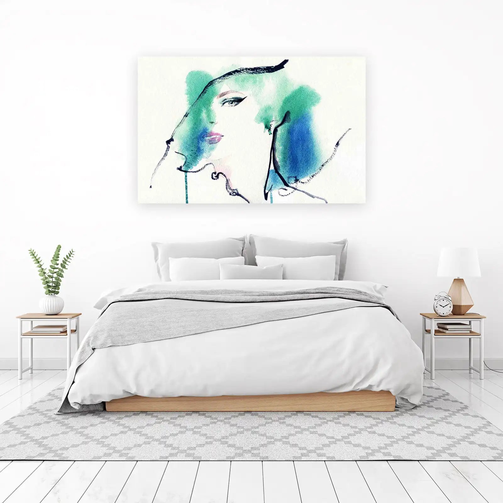 Abstract Woman Face Watercolor Wall Art