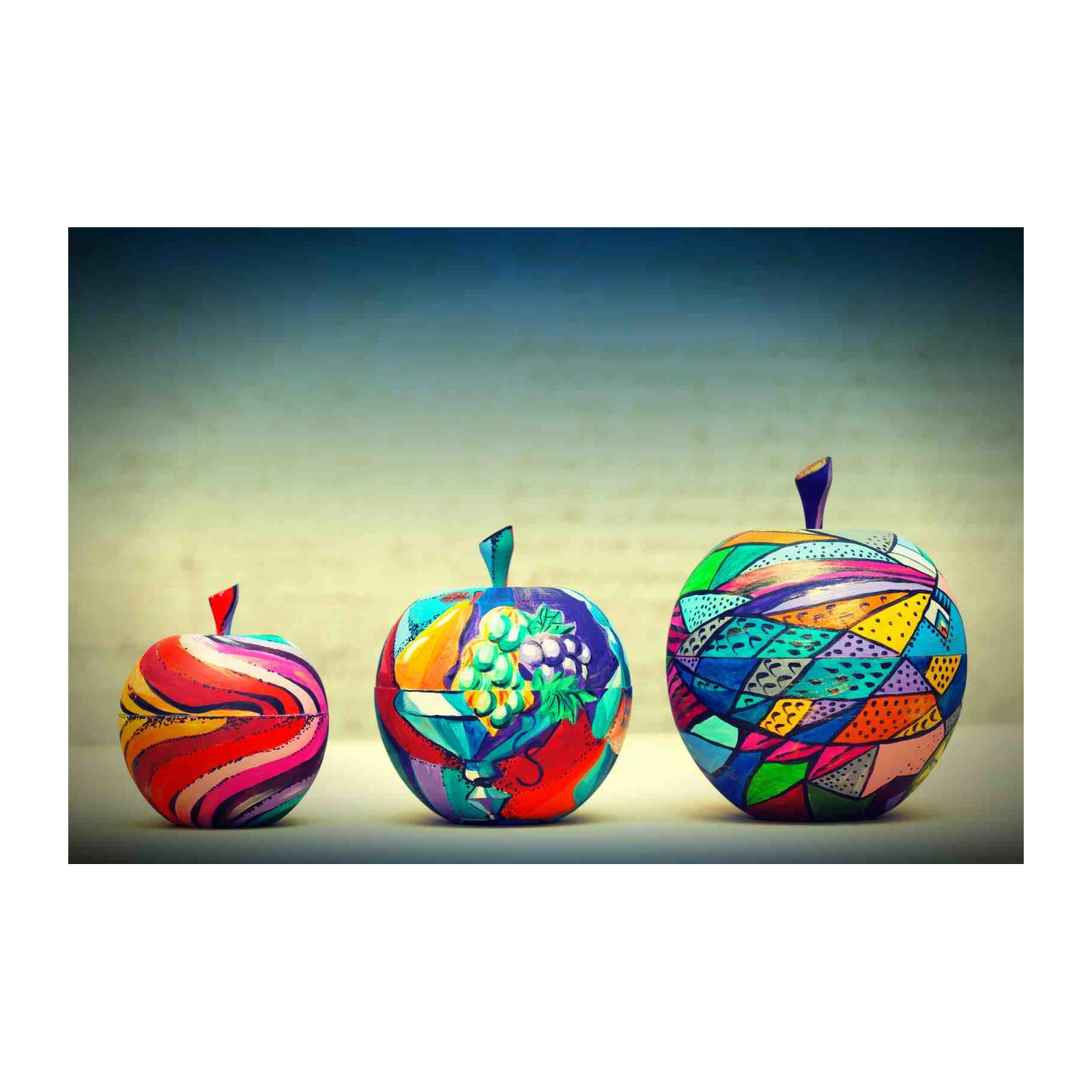 Vibrant Artistic Apple Trio Wall Art