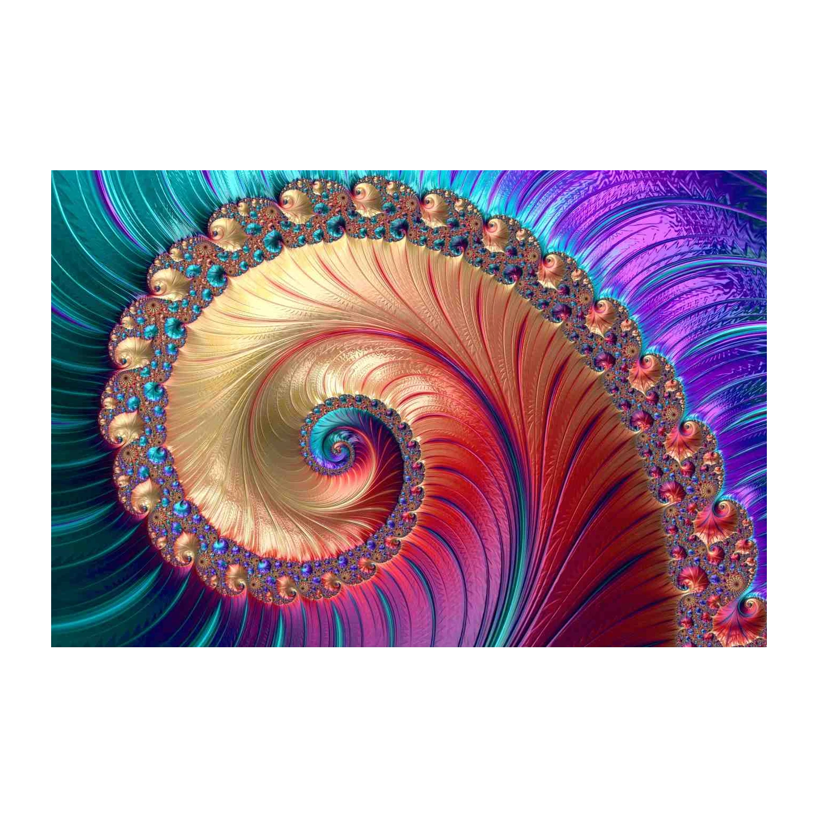 Vibrant Fractal Spiral Wall Art
