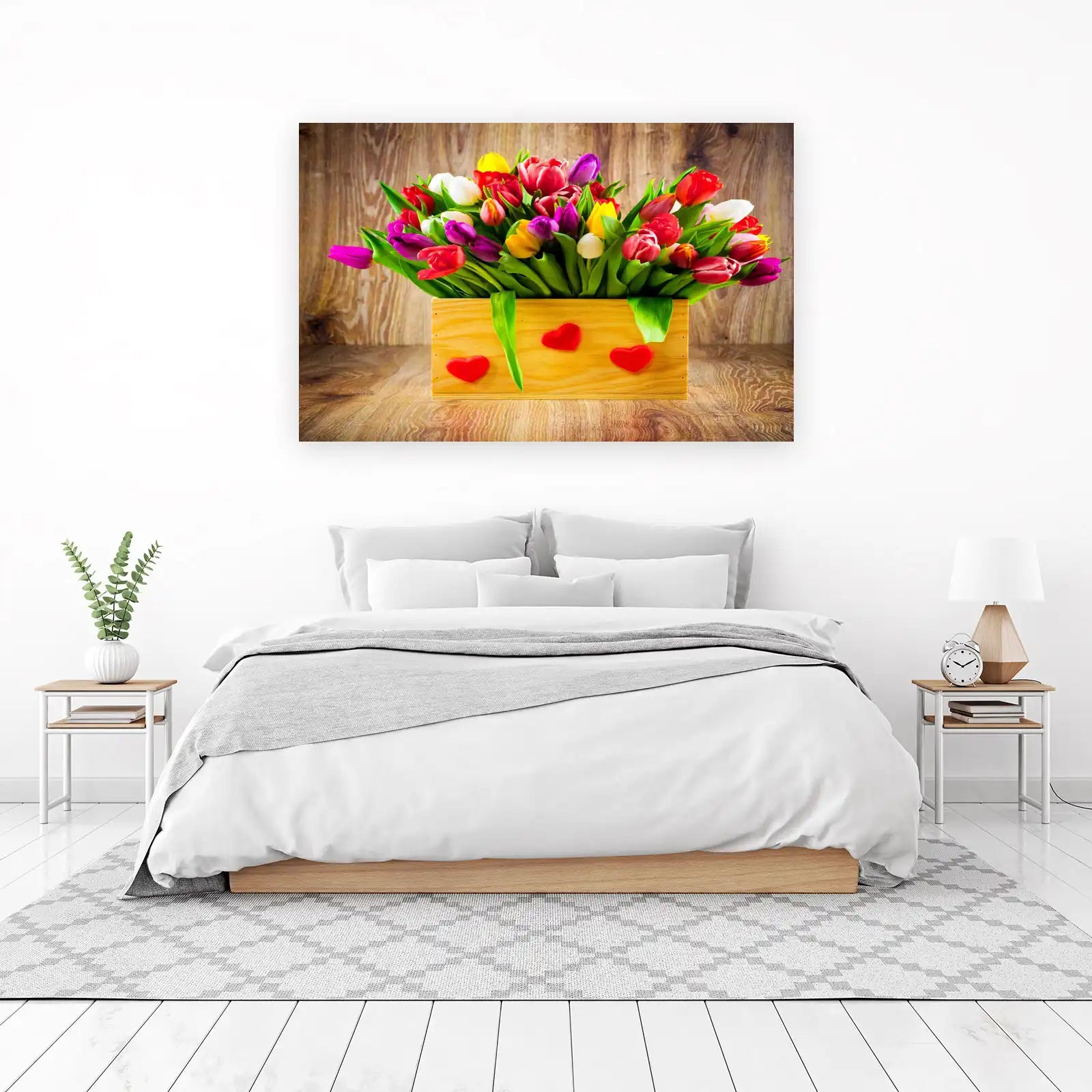 Vibrant Tulip Bouquet & Hearts Wall Art