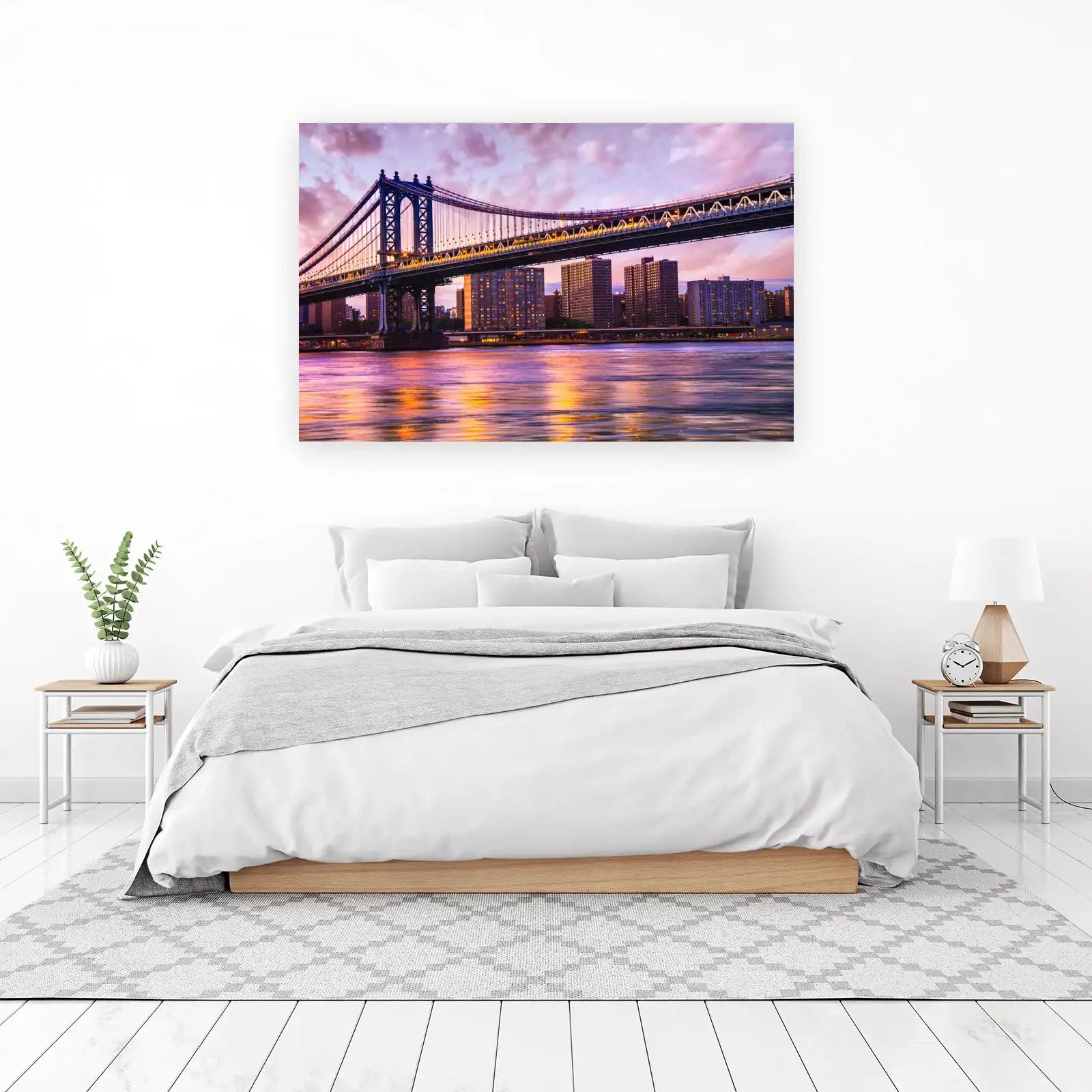 Manhattan Bridge Sunset Cityscape Wall Art