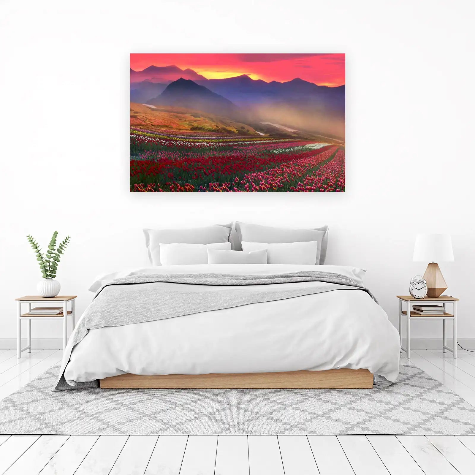 Vibrant Tulip Field Sunset Wall Art