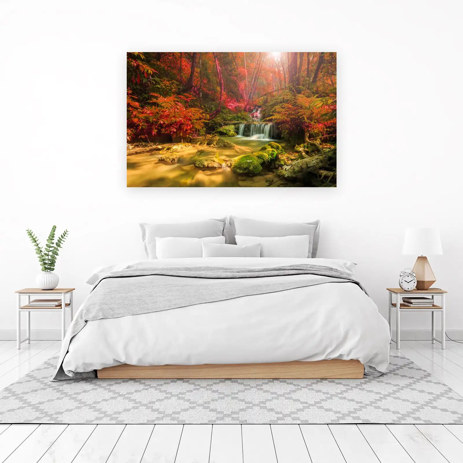 Tranquil Waterfall Forest Landscape Wall Art