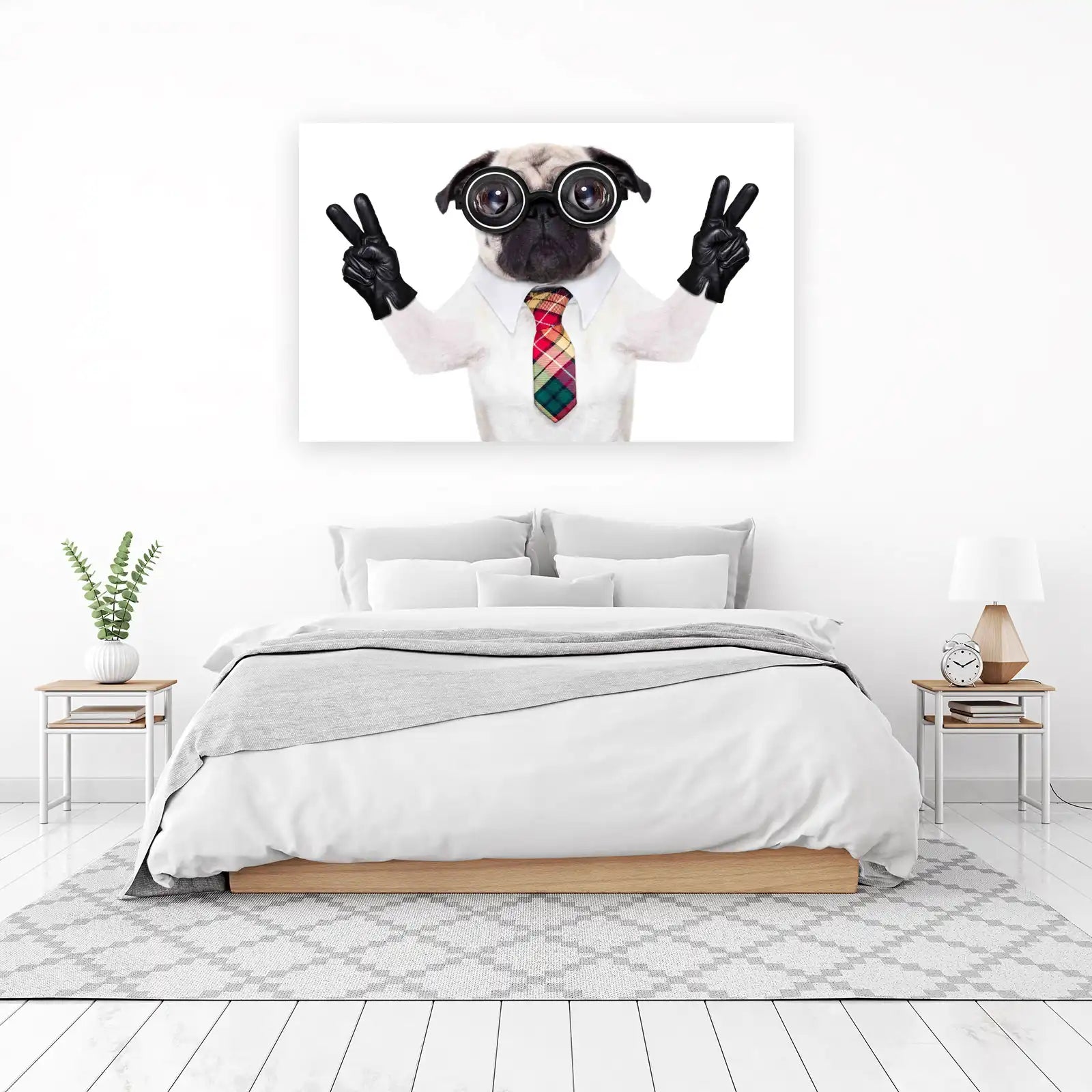 Quirky Pug Peace Sign Wall Art