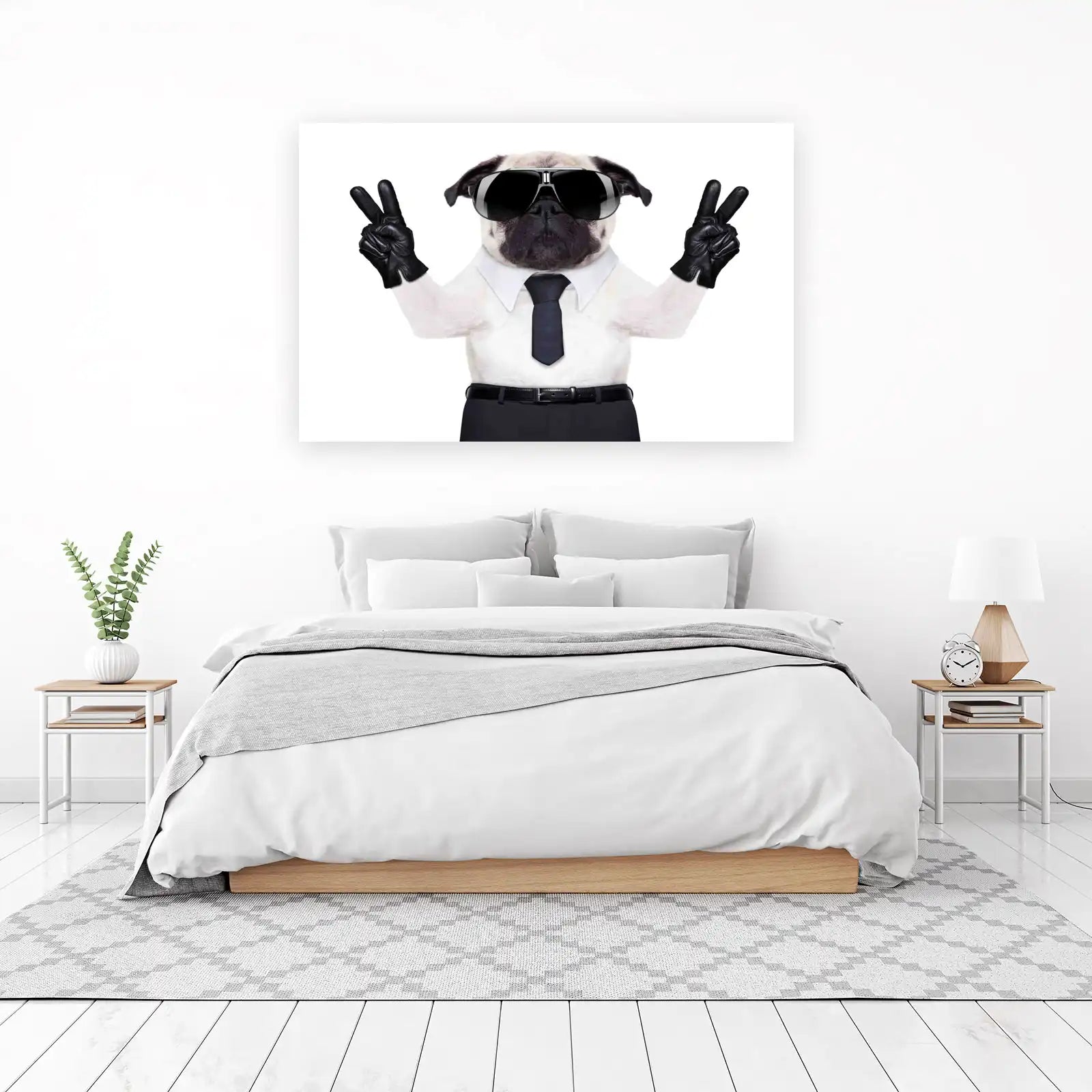 Cool Pug in Shades & Tie Wall Art