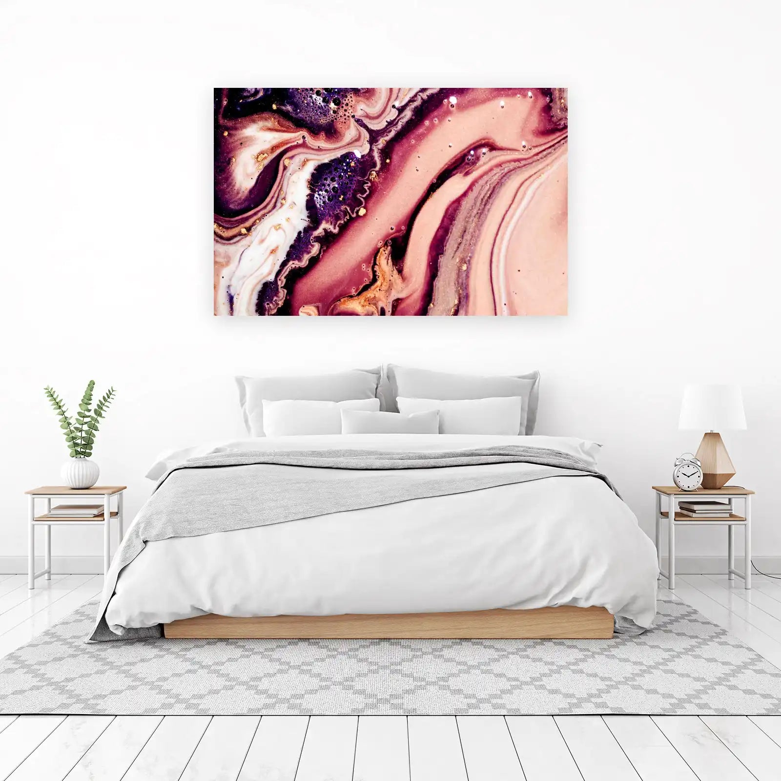 Luxury Marble Swirl Gold & Amethyst Wall Art