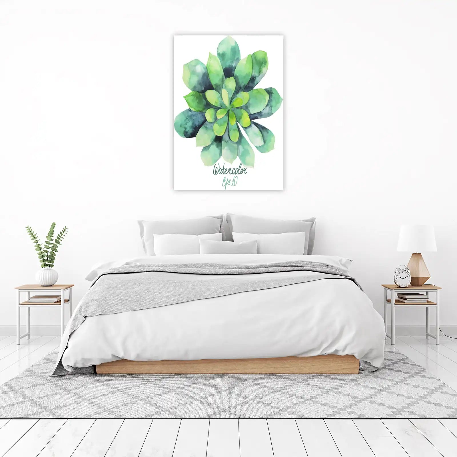 Green Succulent Watercolor Wall Art Wall Art