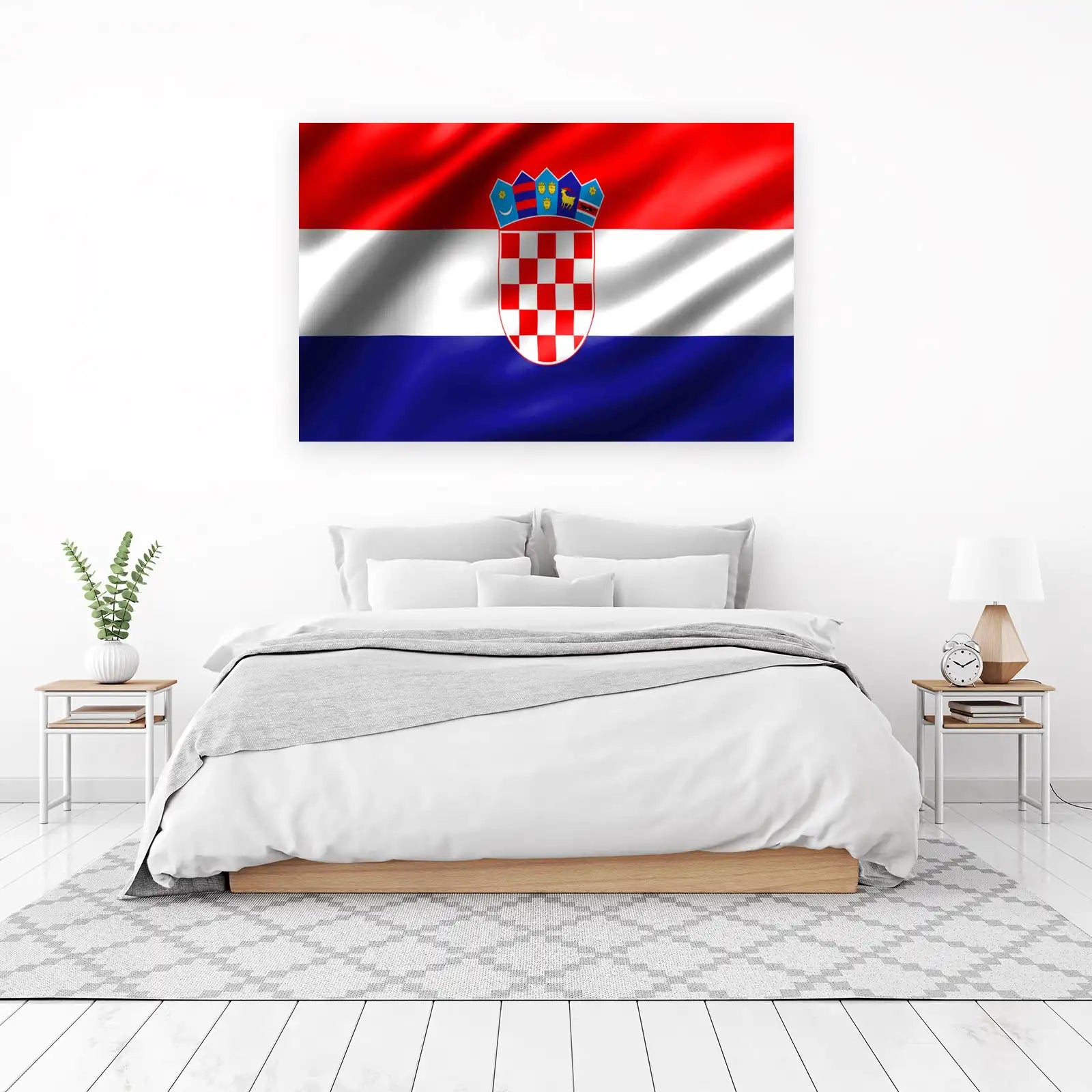 Croatian Flag Waving Red White Blue Wall Art