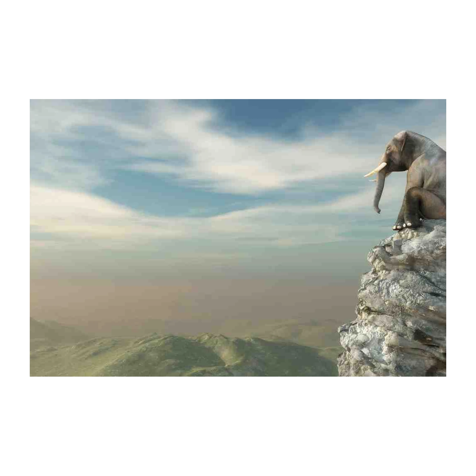 Majestic Elephant Contemplation Cliff Wall Art