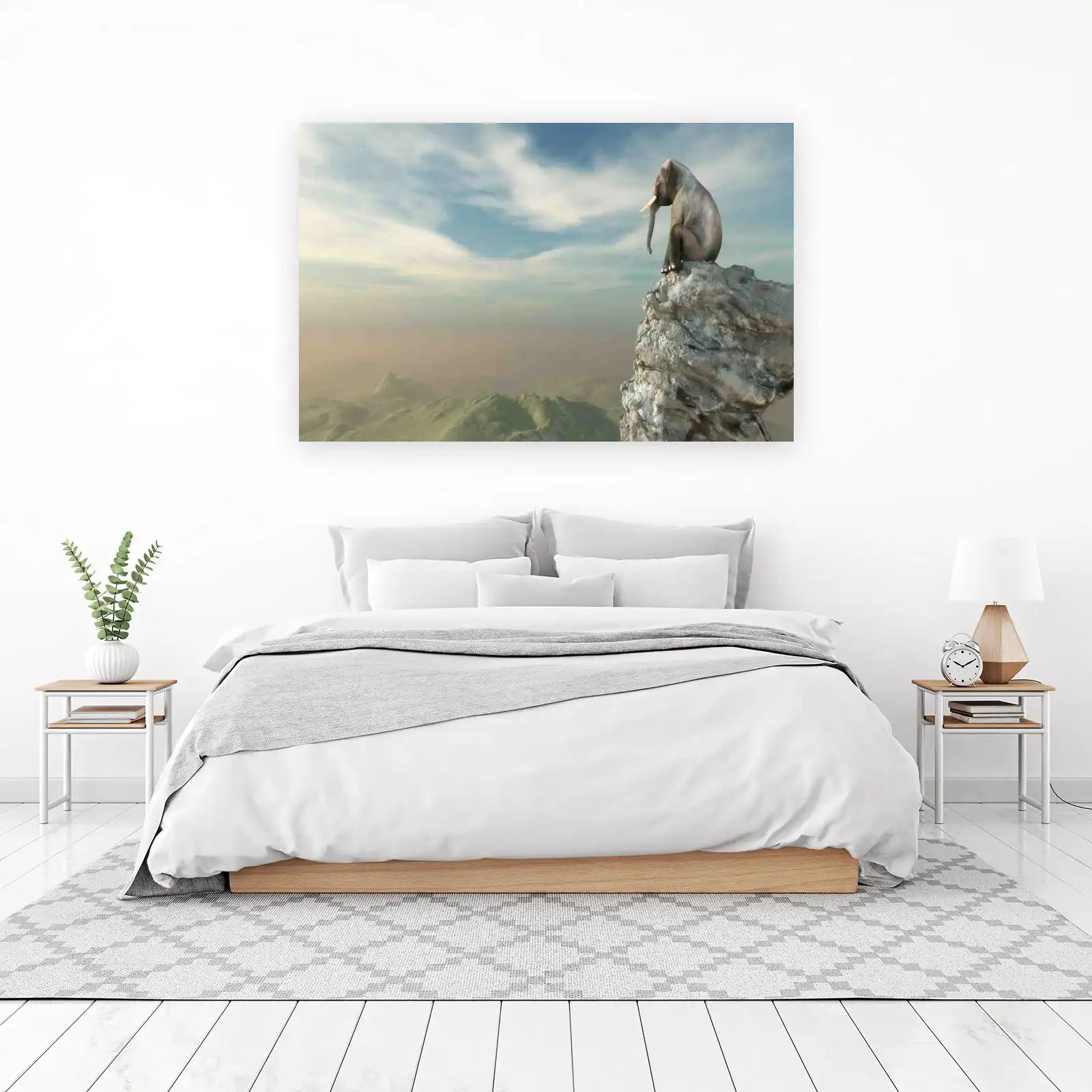 Majestic Elephant Contemplation Cliff Wall Art