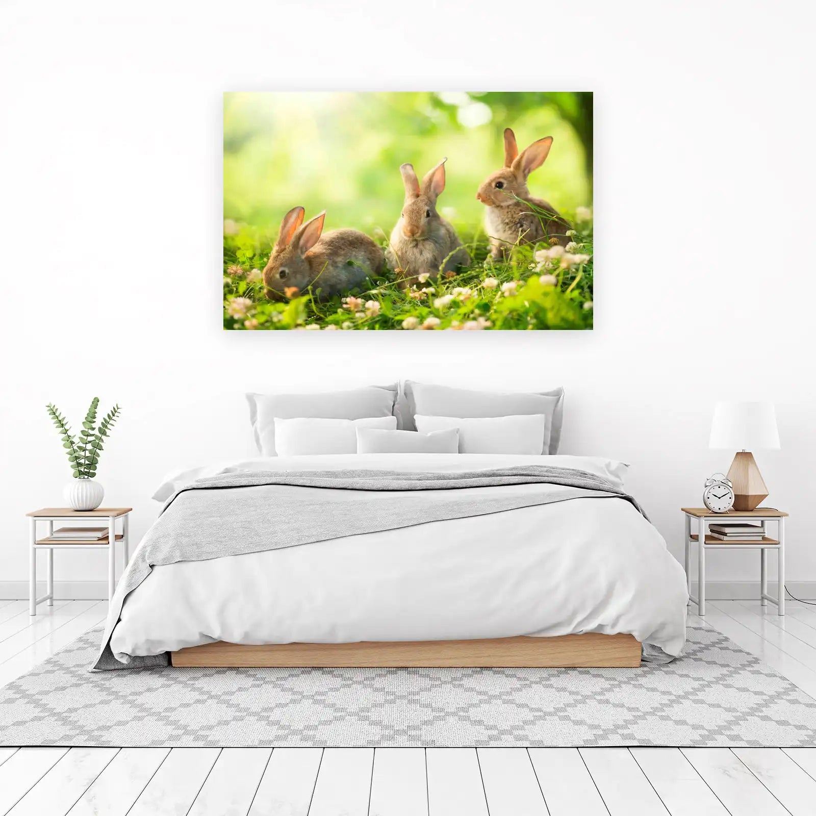 Adorable Bunnies in Meadow Wall Art