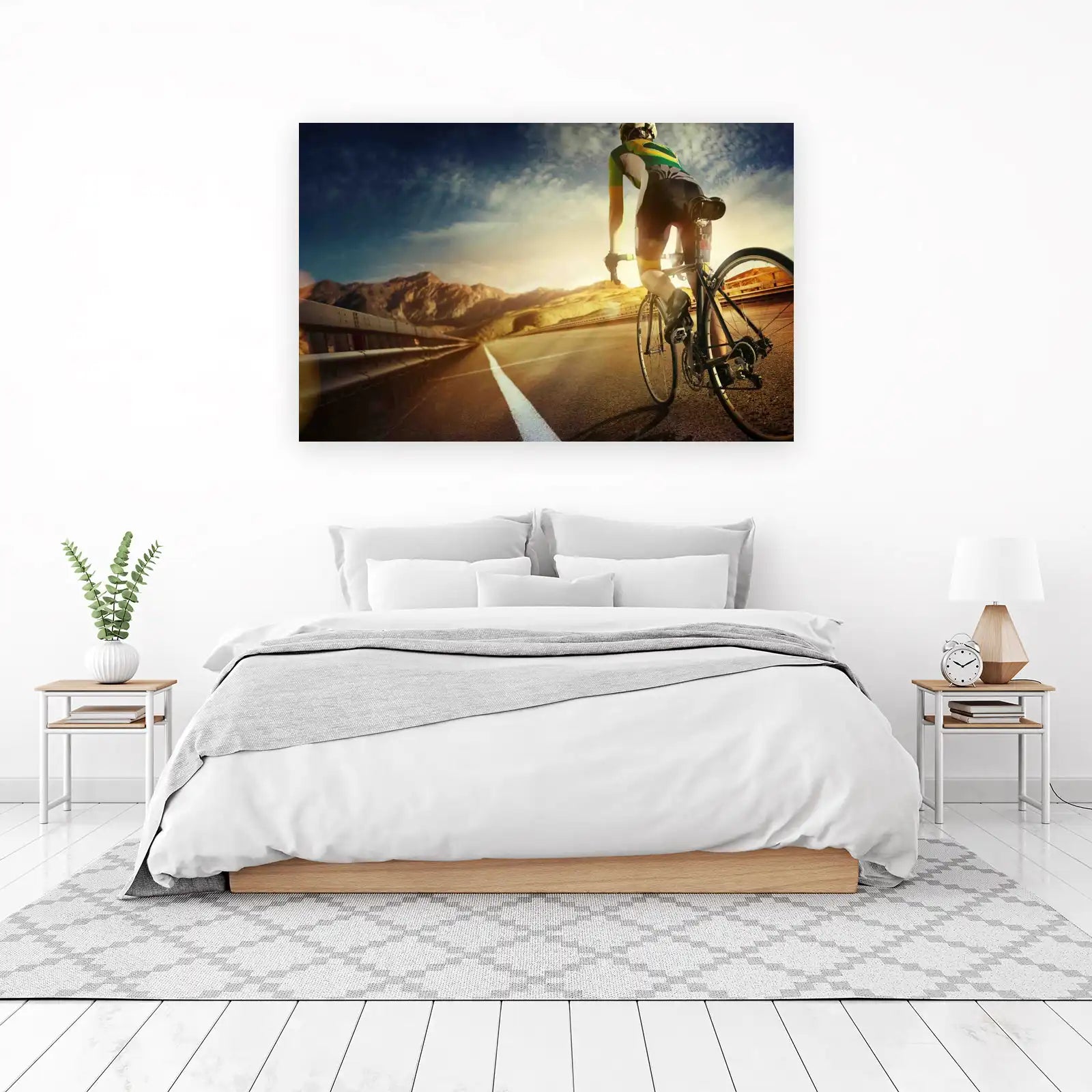 Cyclist on Mountain Road Motivational Wall Art