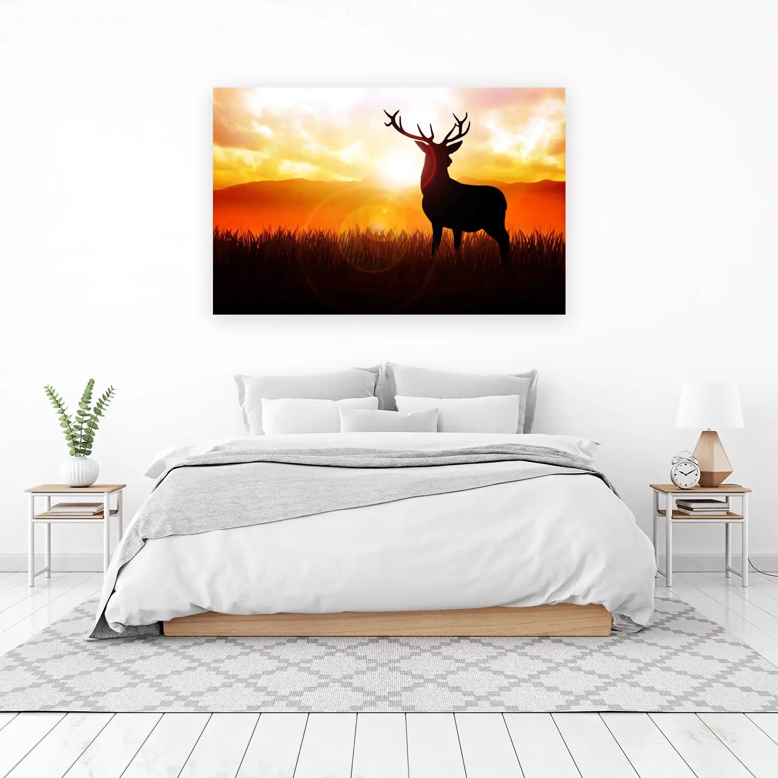 Majestic Stag Sunset Silhouette Wall Art