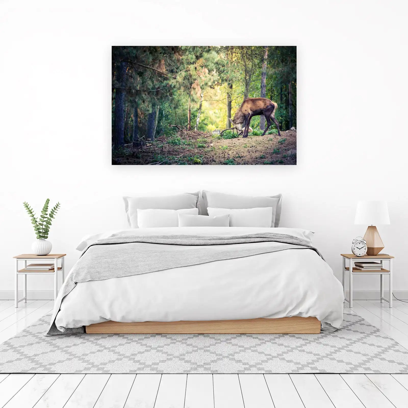 Majestic Deer in Forest Landscape Wall Art