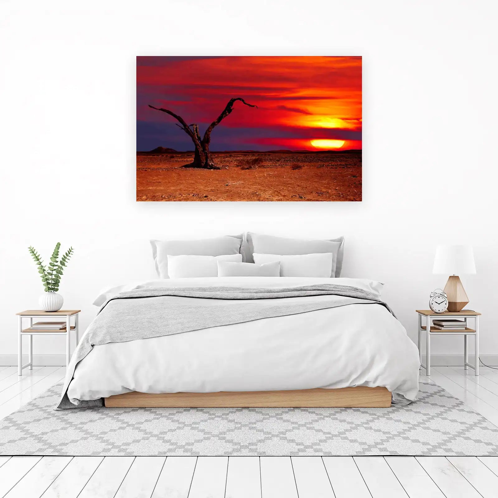 Fiery Desert Sunset Dead Tree Wall Art