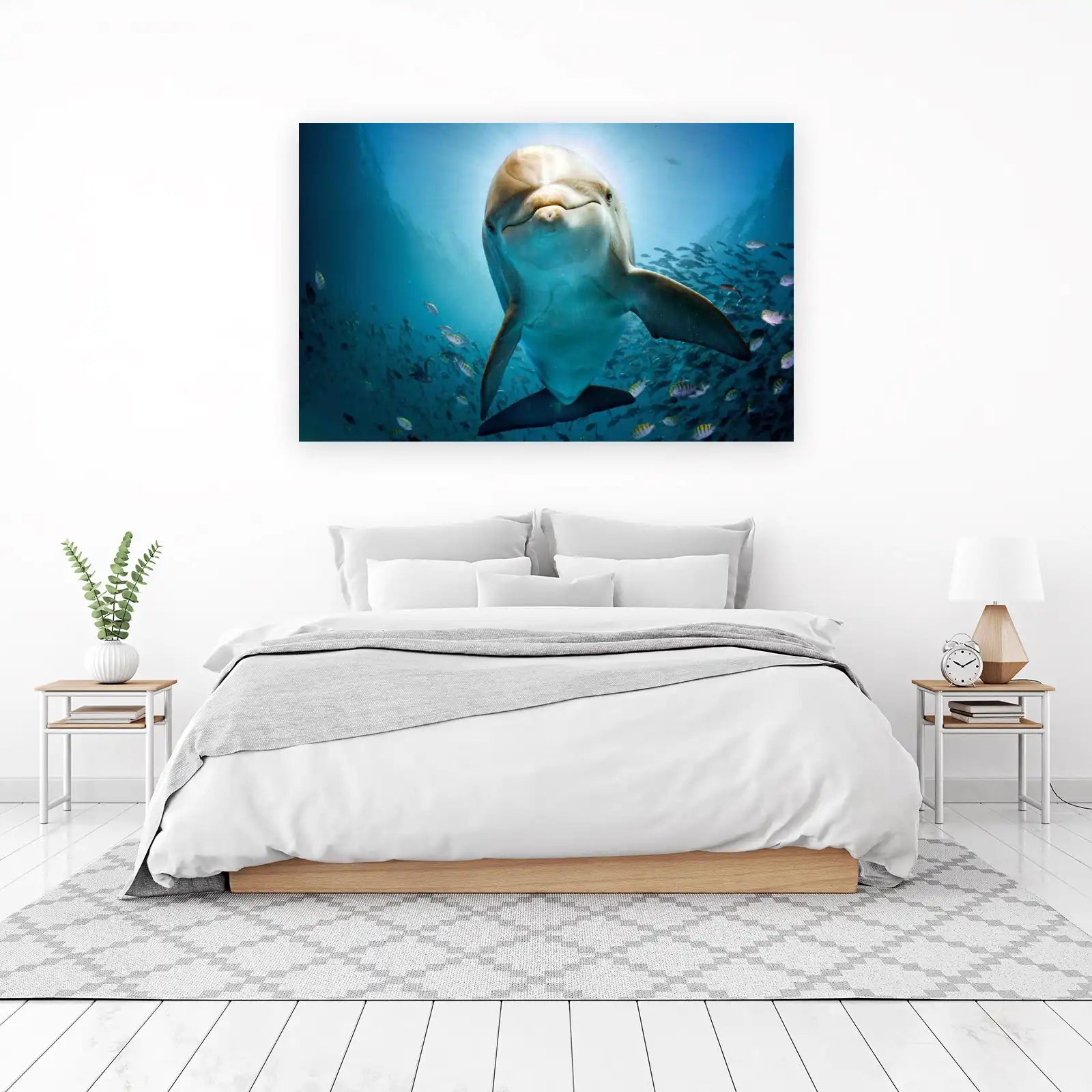 Friendly Dolphin Underwater Scene Wall Art