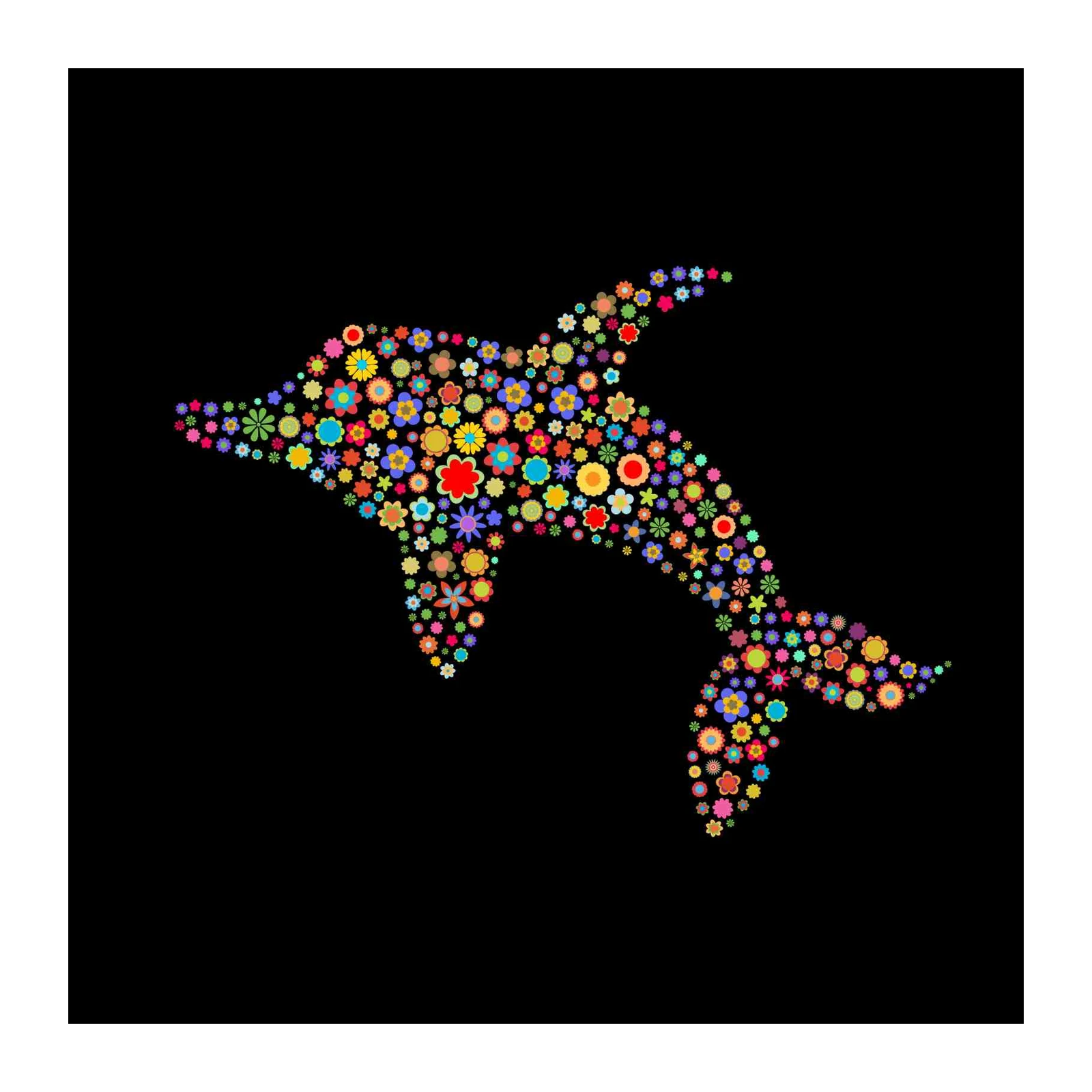 Vibrant Floral Dolphin Wall Art - Ocean Art