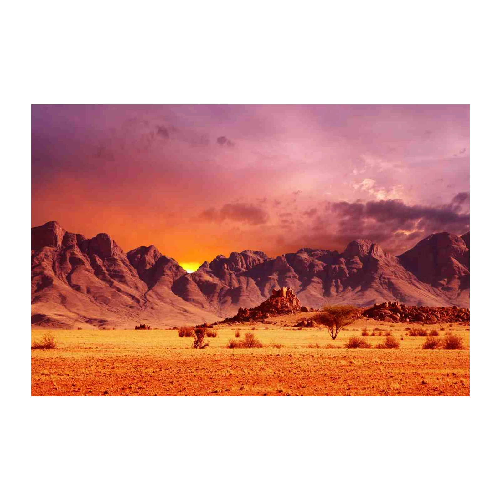 African Sunset Mountain Landscape Wall Art
