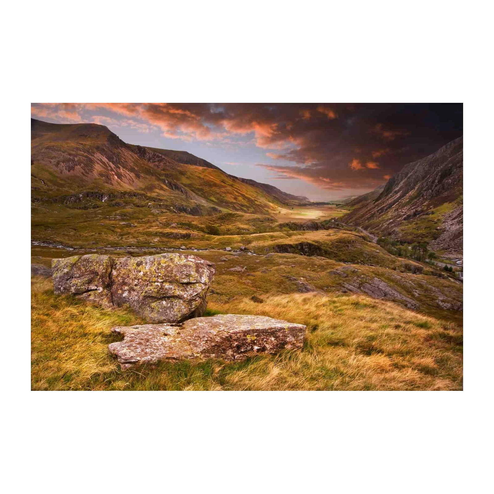 Dramatic Mountain Valley Sunset Wall Art