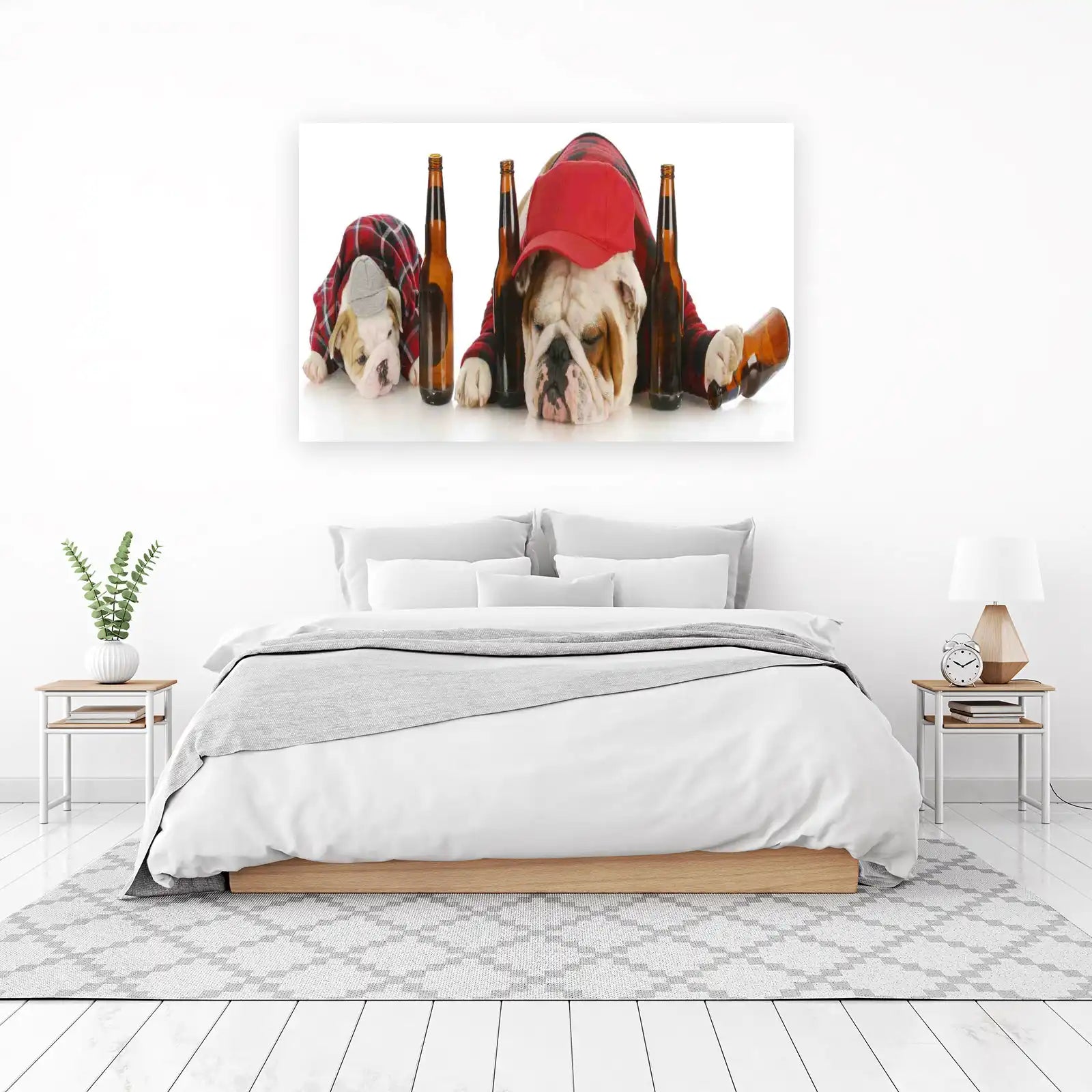 Humorous Bulldog Duo "Party Animals" Wall Art
