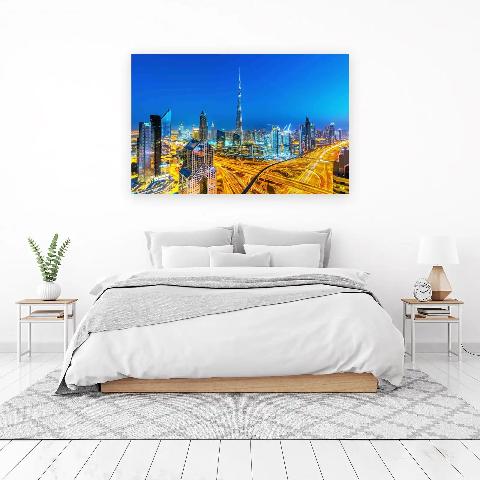 Dubai Skyline Night View Wall Art