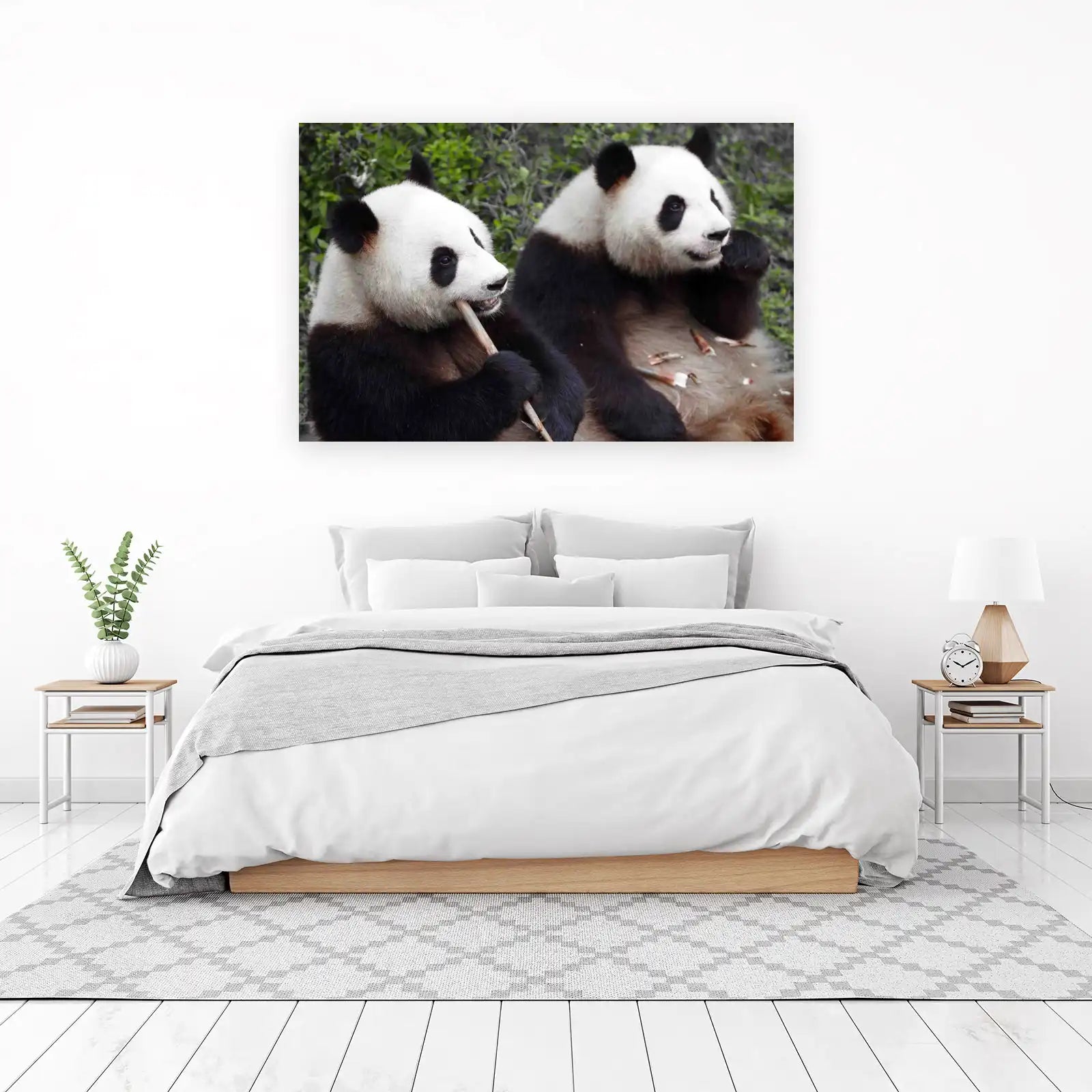 Adorable Panda Pair Bamboo Munchers Wall Art