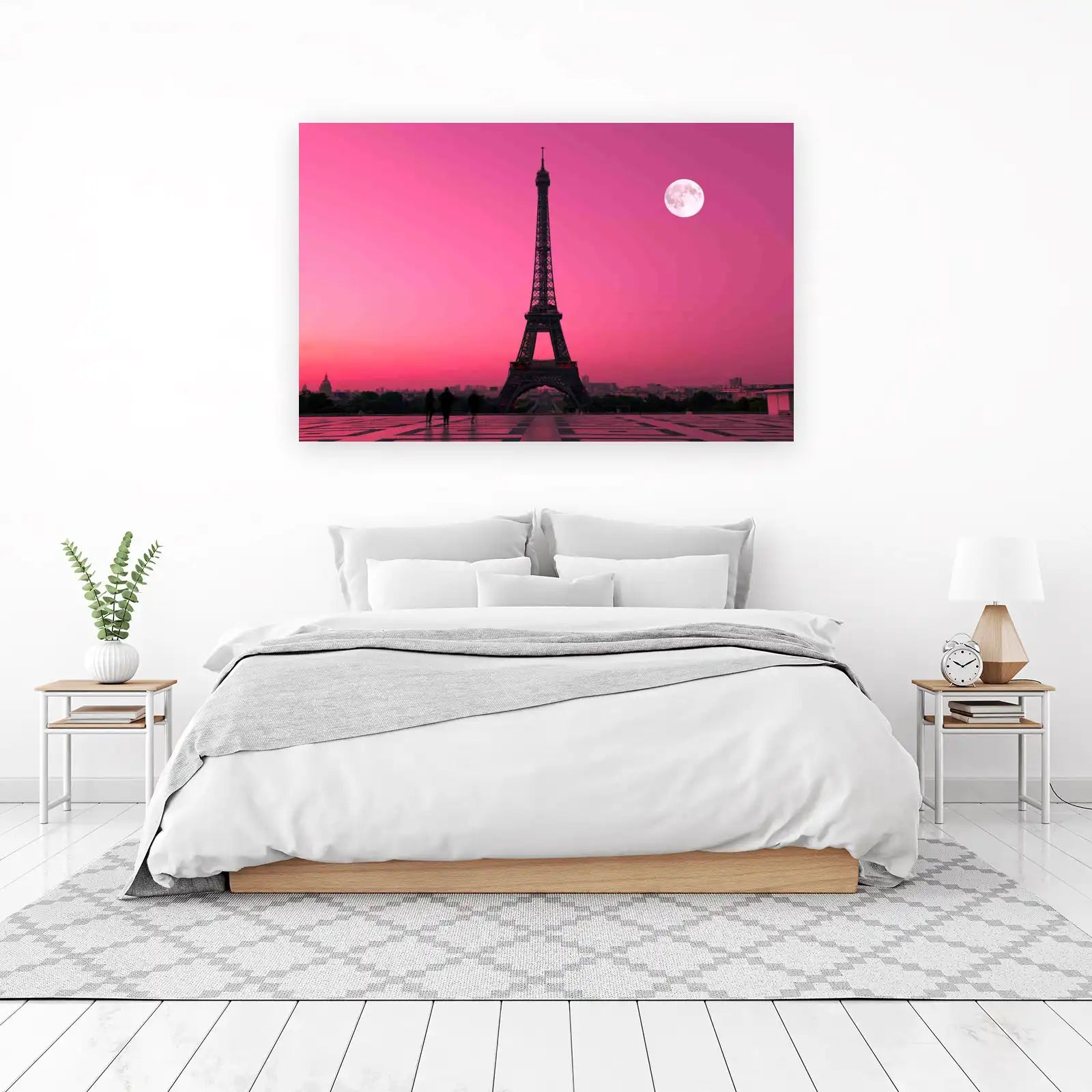 Romantic Eiffel Tower Pink Sky Wall Art