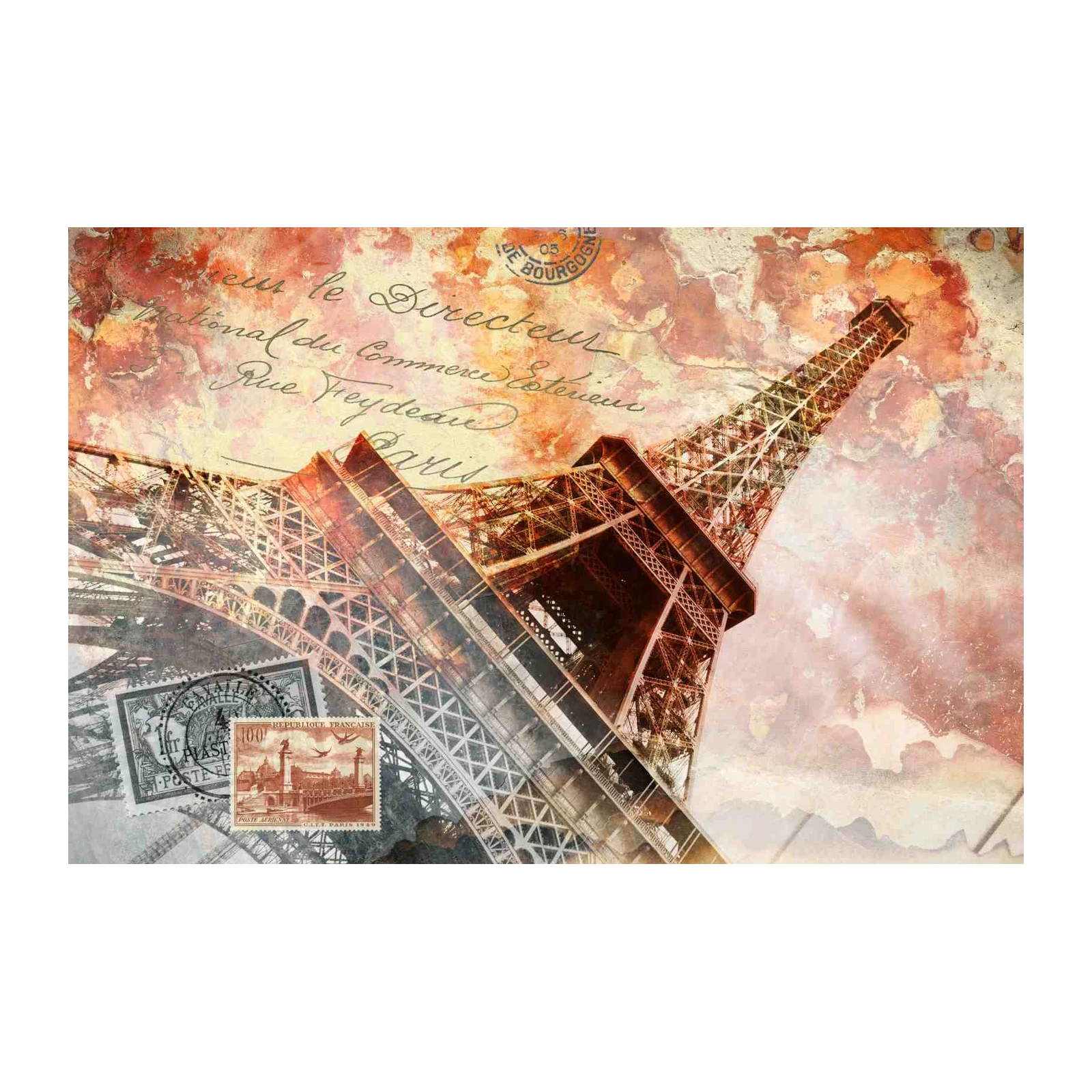 Vintage Eiffel Tower Paris Postcard Wall Art