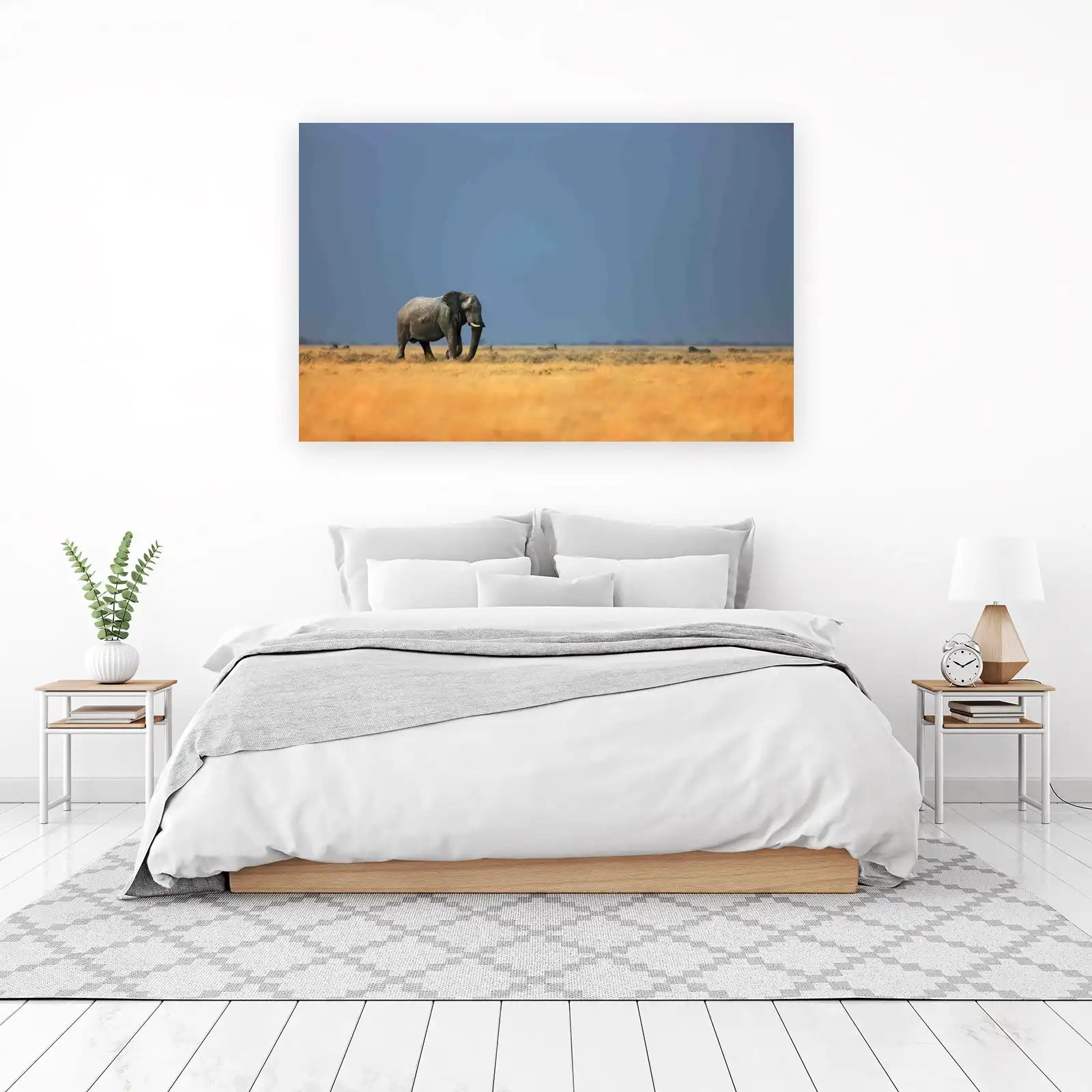 Majestic Elephant in Savannah Landscape Wall Art