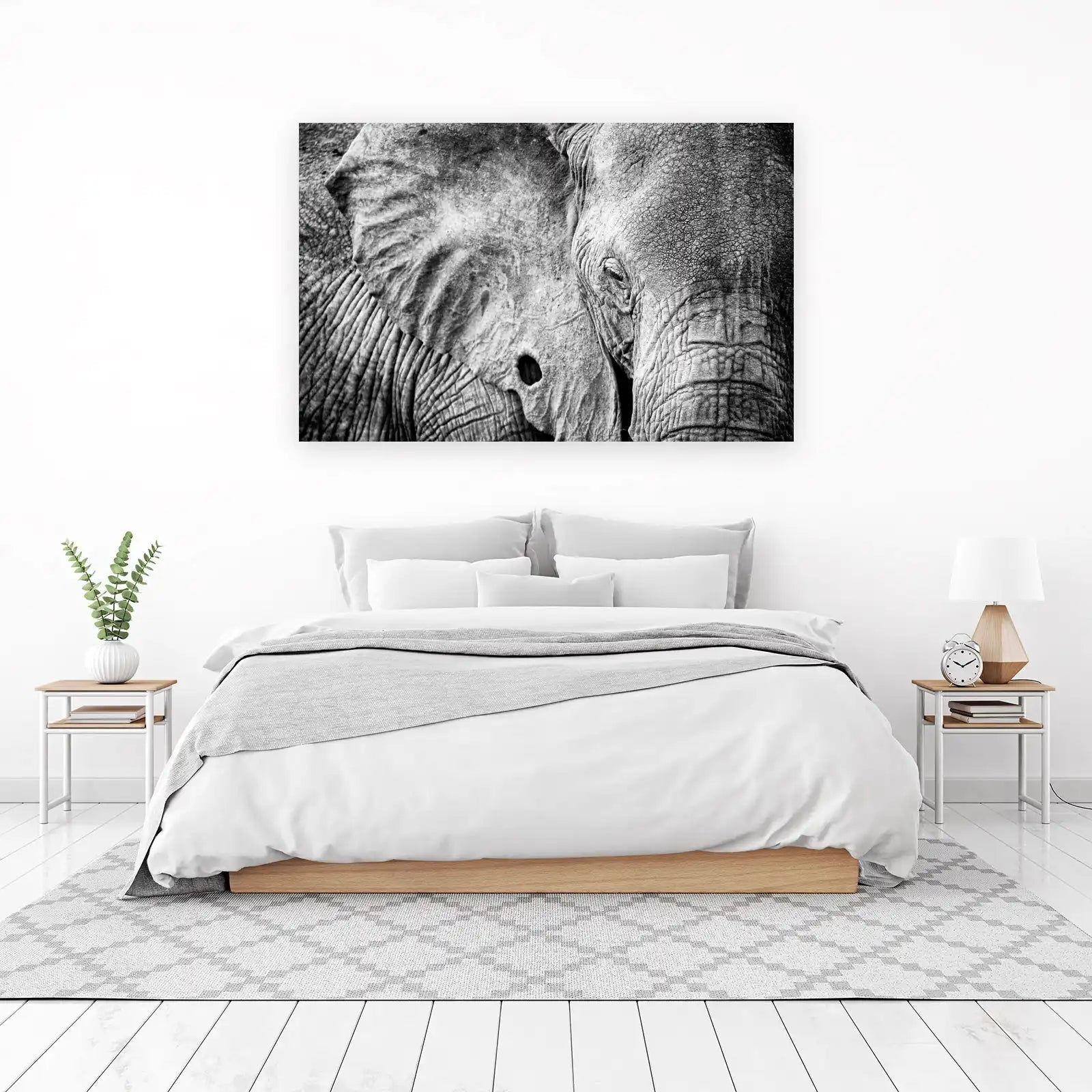 Majestic Elephant B&W Close-up Wall Art