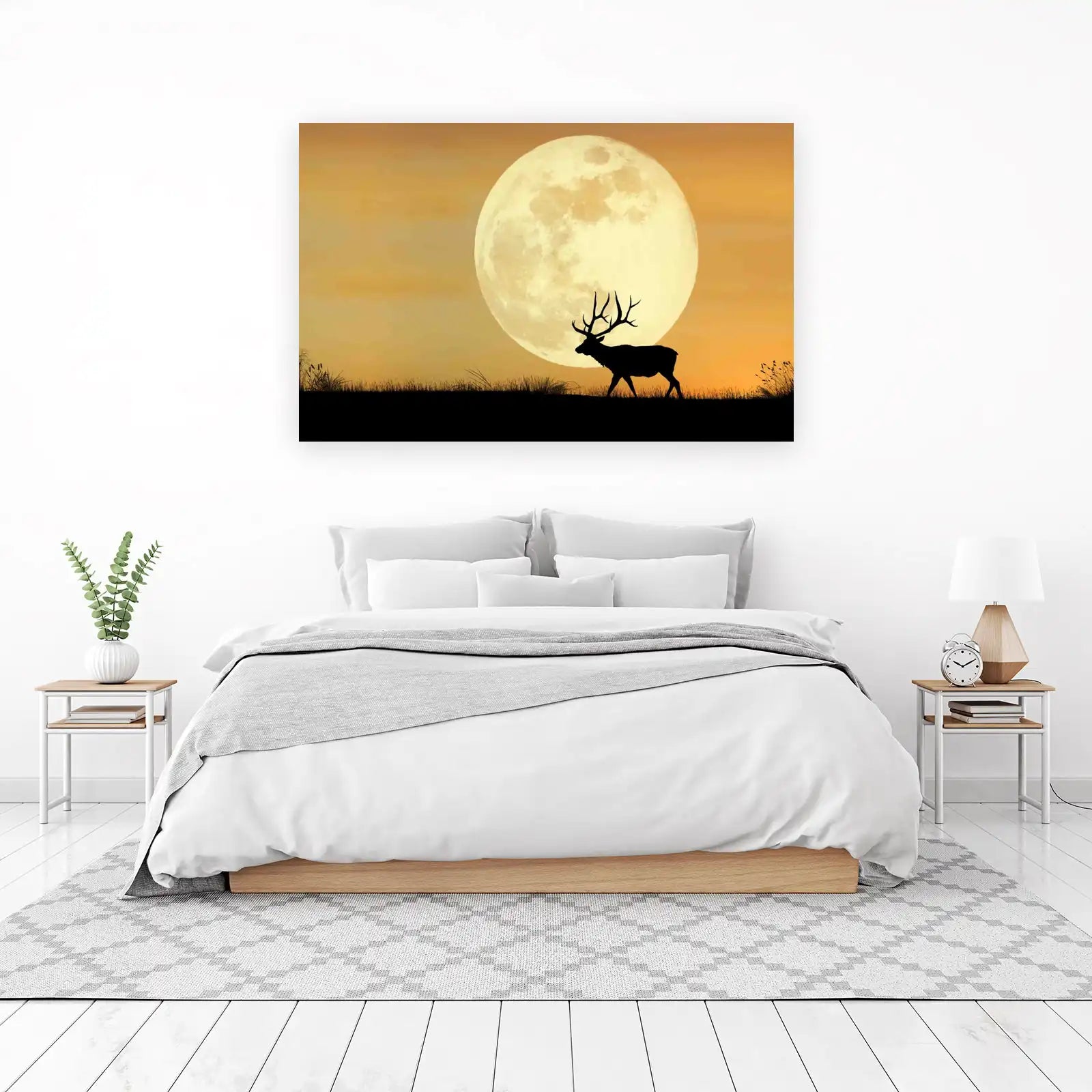Majestic Elk Under Full Moon Wall Art