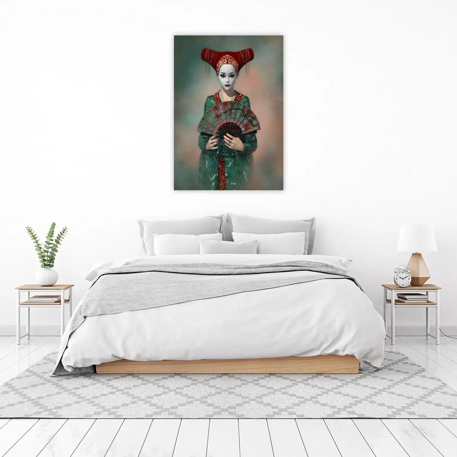 Geisha Enigmatic Beauty Red & Green Wall Art