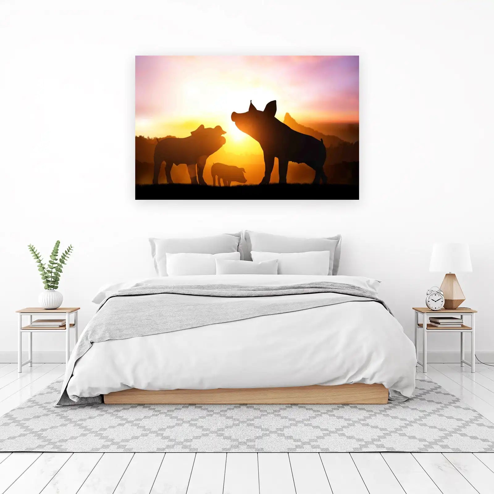 Three Pigs Sunset Silhouette Wall Art