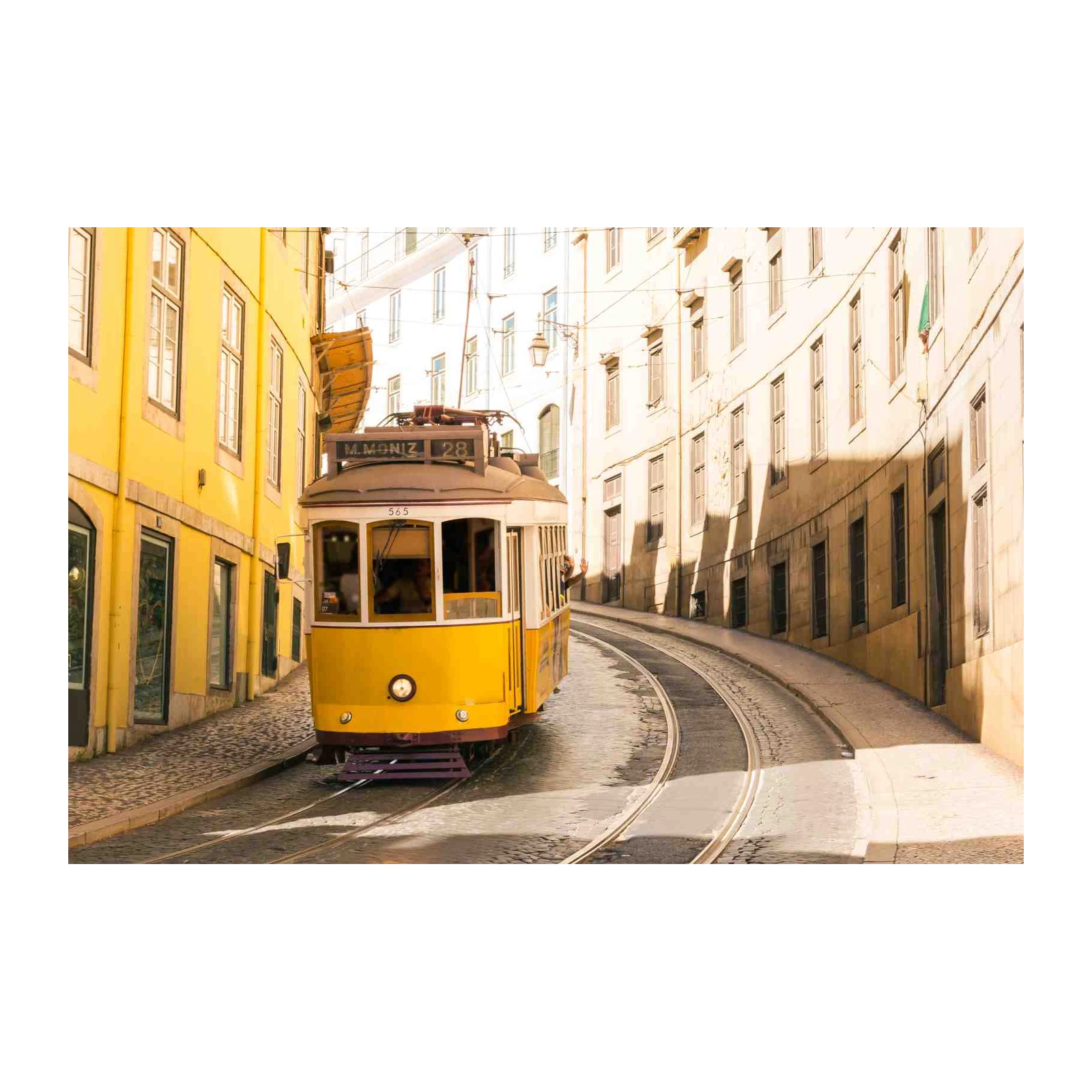 Iconic Yellow Tram Lisbon Street Scene Wall Art