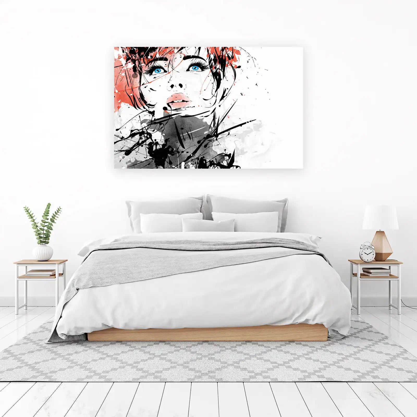 Vibrant Blue Eyes Abstract Portrait Wall Art