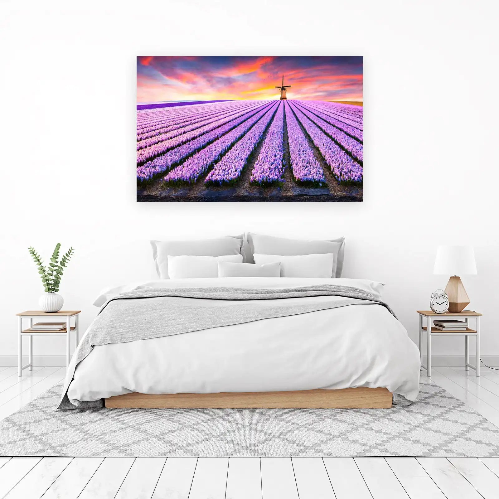Dutch Windmill Hyacinth Field Wall Art