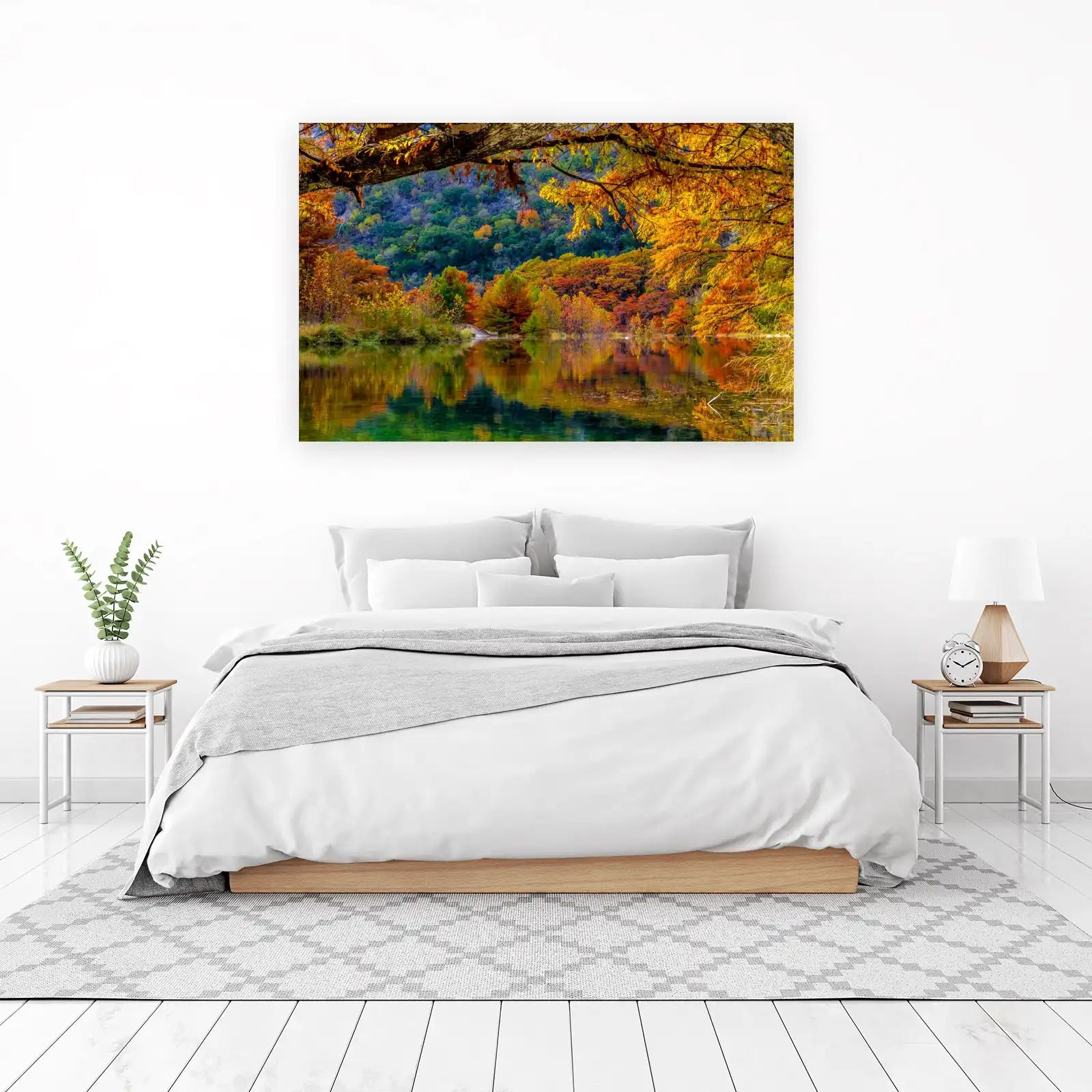 Vibrant Autumn Lake Landscape Wall Art