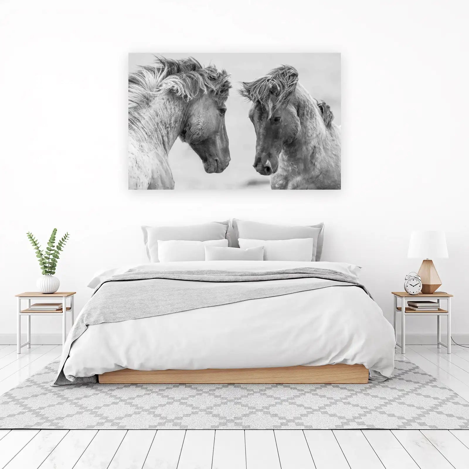 Majestic Horse Companions B&W Wall Art