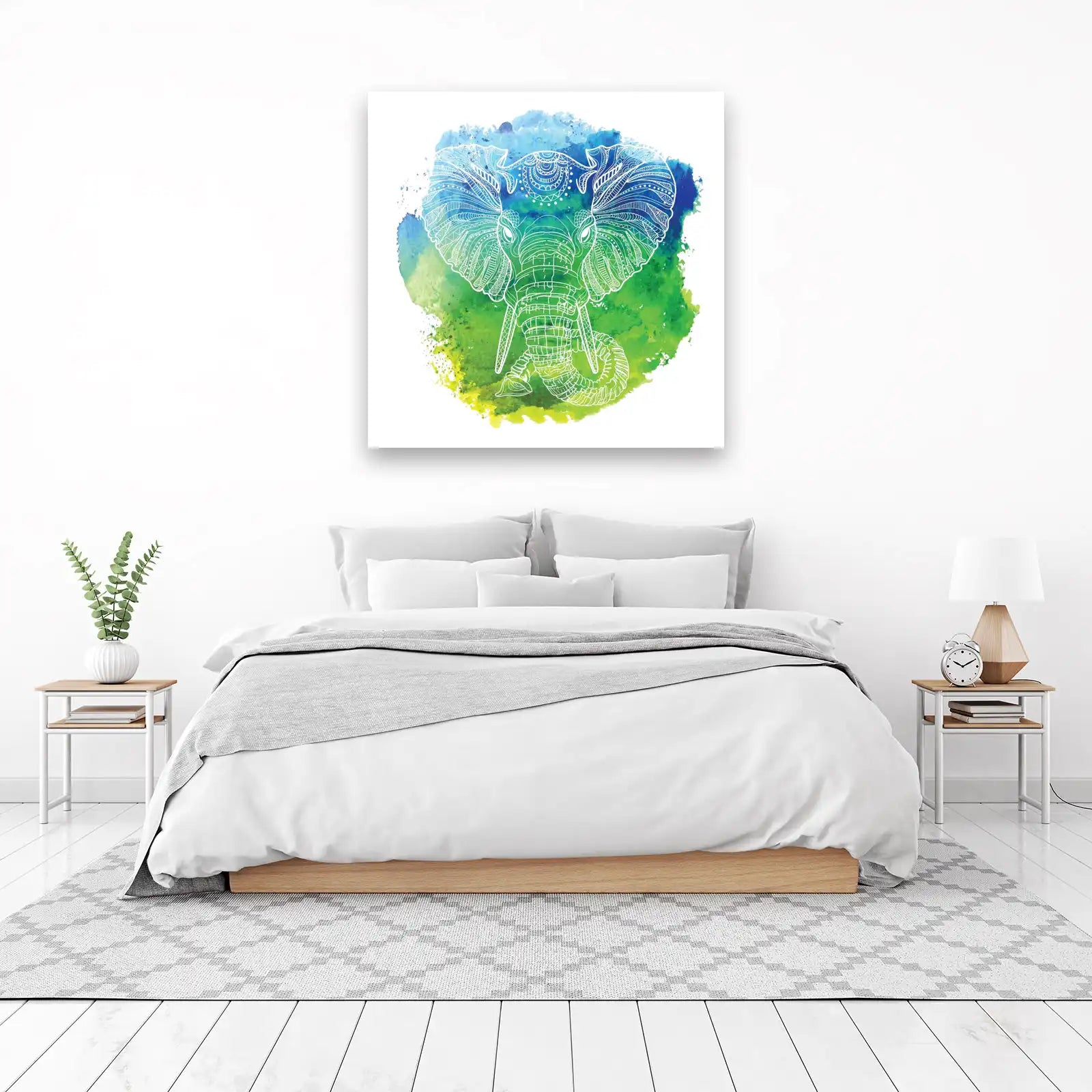Boho Elephant Watercolor Wall Art