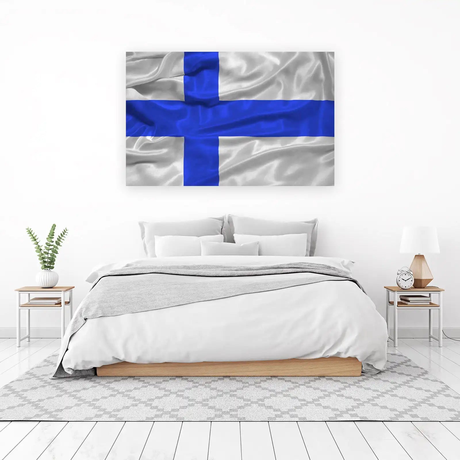 Elegant Finnish Flag on Silk Wall Art