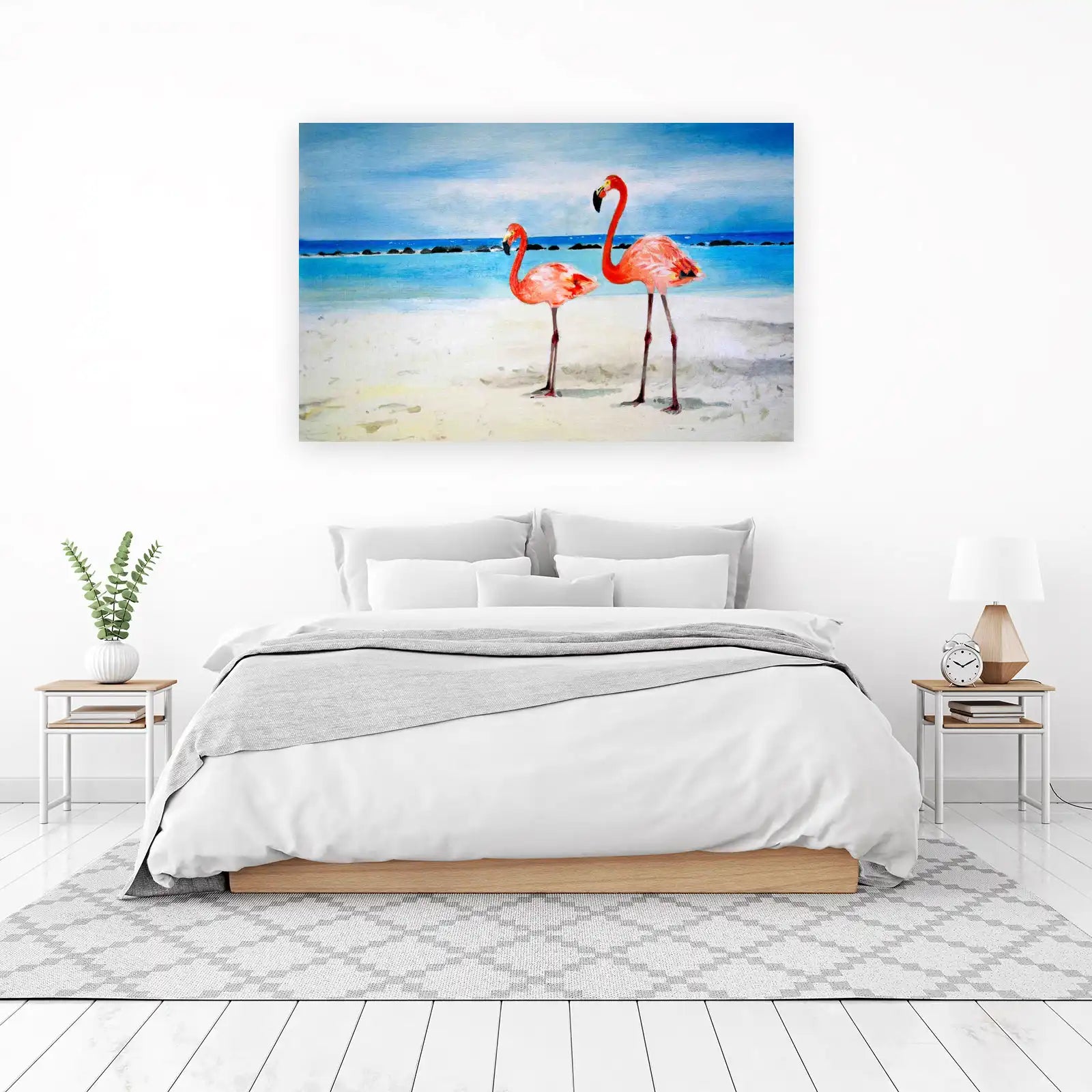 Vibrant Flamingos Beach Tropical Wall Art
