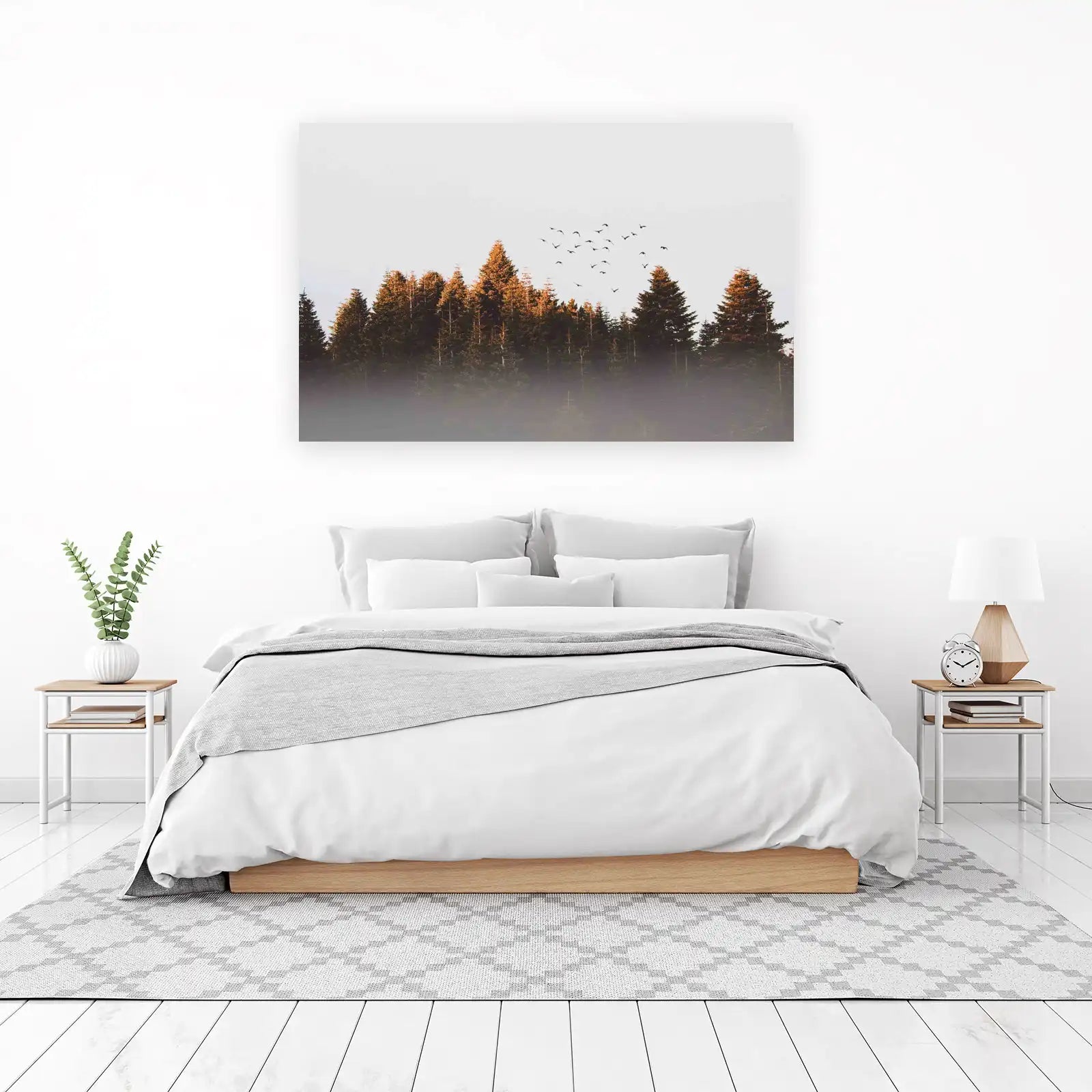 Misty Forest Birds Wall Art