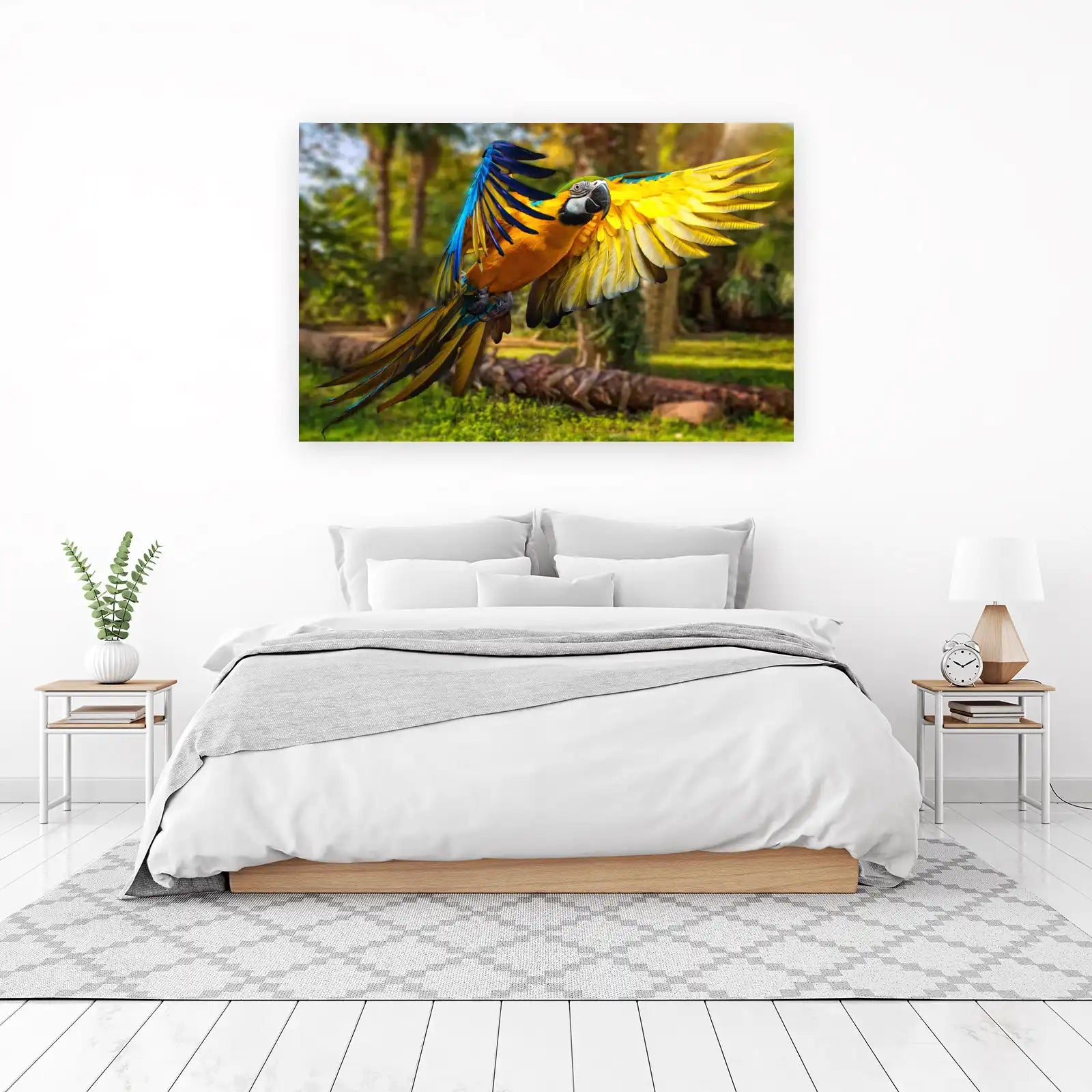 Vibrant Macaw in Flight Wall Art